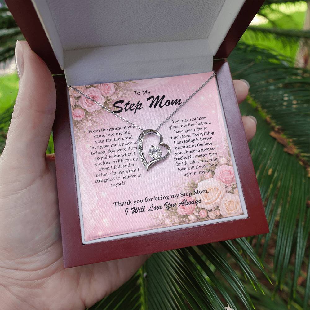 Gift for Step Mom Necklace – Forever Love Necklace for Step Mom – Meaningful Jewelry Gift