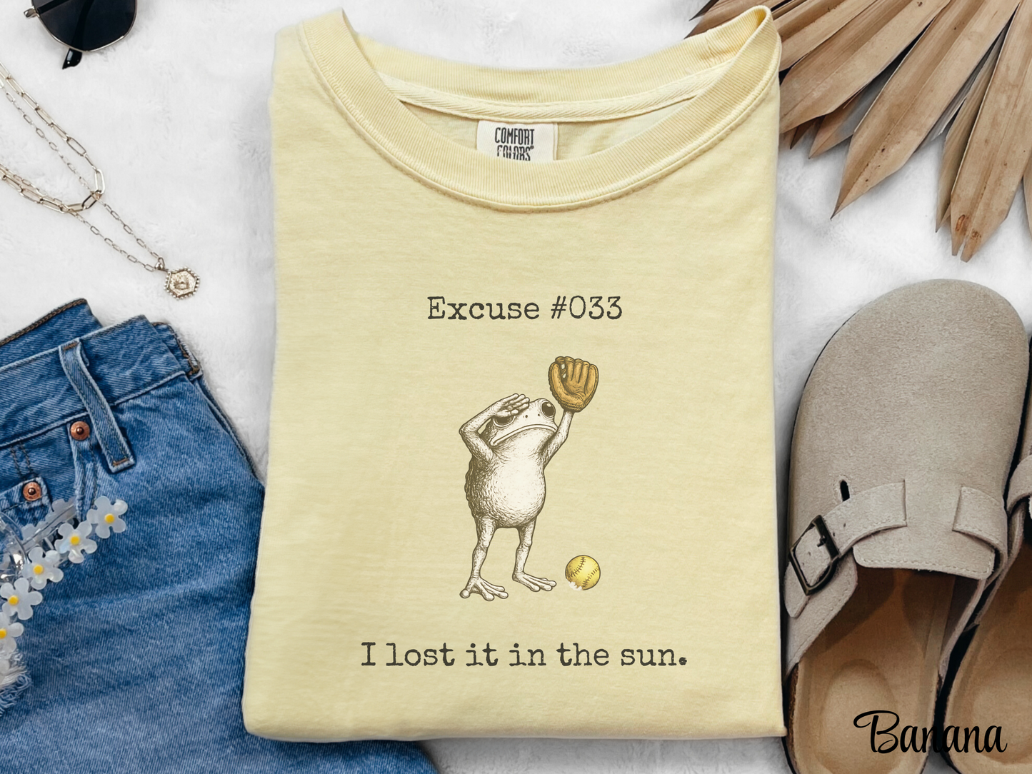 I Lost It In The Sun Softball Shirt, Funny Softball Outfielder Tee, Softball Excuse Shirt, Frog Softball Graphic, Comfort Colors 1717