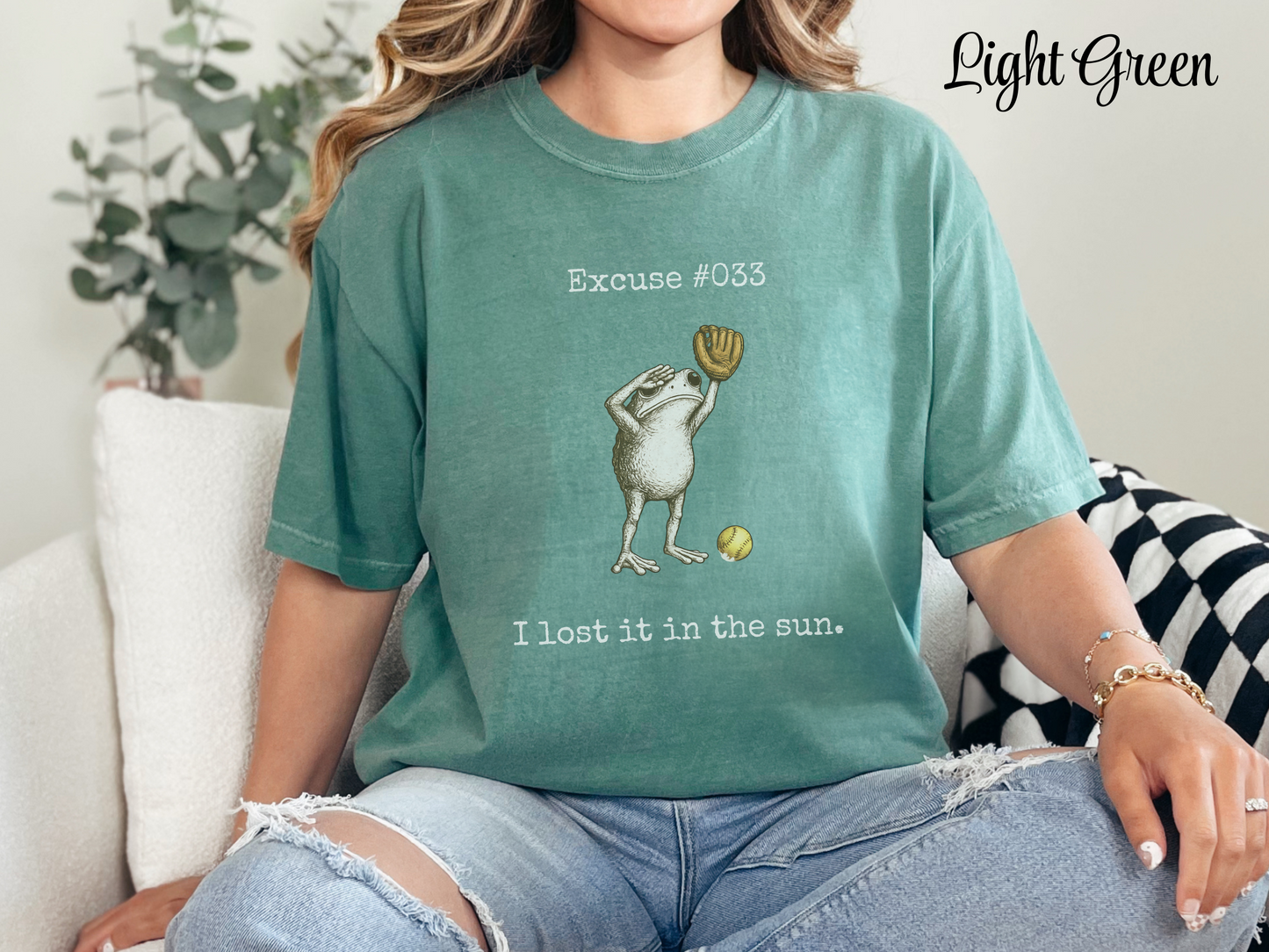 I Lost It In The Sun Softball Shirt, Funny Softball Outfielder Tee, Softball Excuse Shirt, Frog Softball Graphic, Comfort Colors 1717