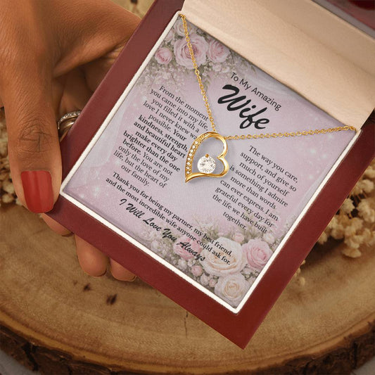 Gift for Wife Necklace – Forever Love Necklace for My Amazing Wife – Romantic Jewelry Gift