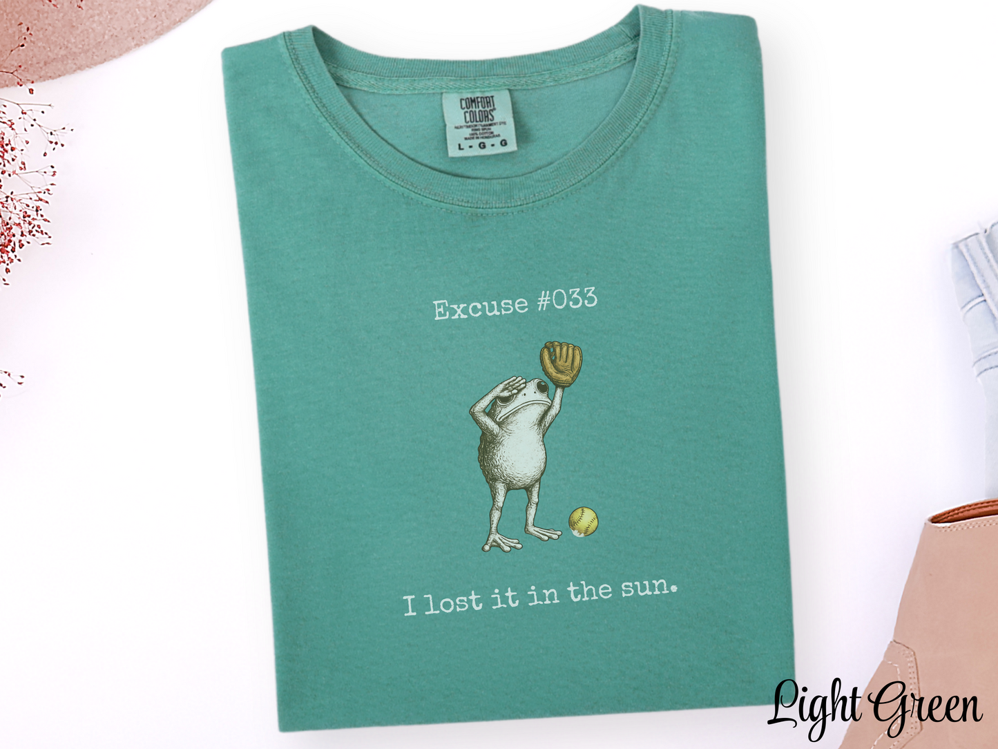 I Lost It In The Sun Softball Shirt, Funny Softball Outfielder Tee, Softball Excuse Shirt, Frog Softball Graphic, Comfort Colors 1717