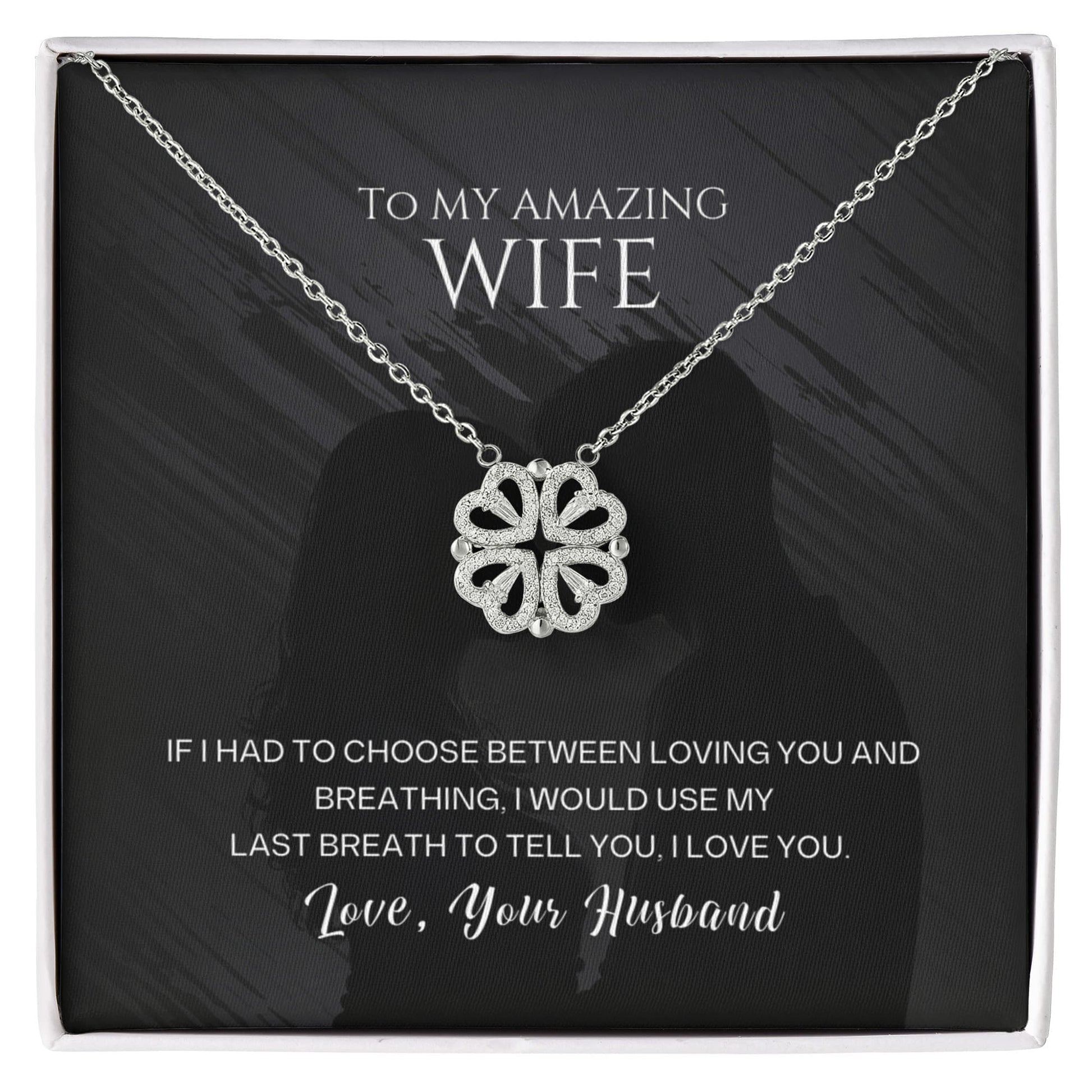 To My Amazing Wife Magnetic Hearts Necklace – Romantic Gift from Husband