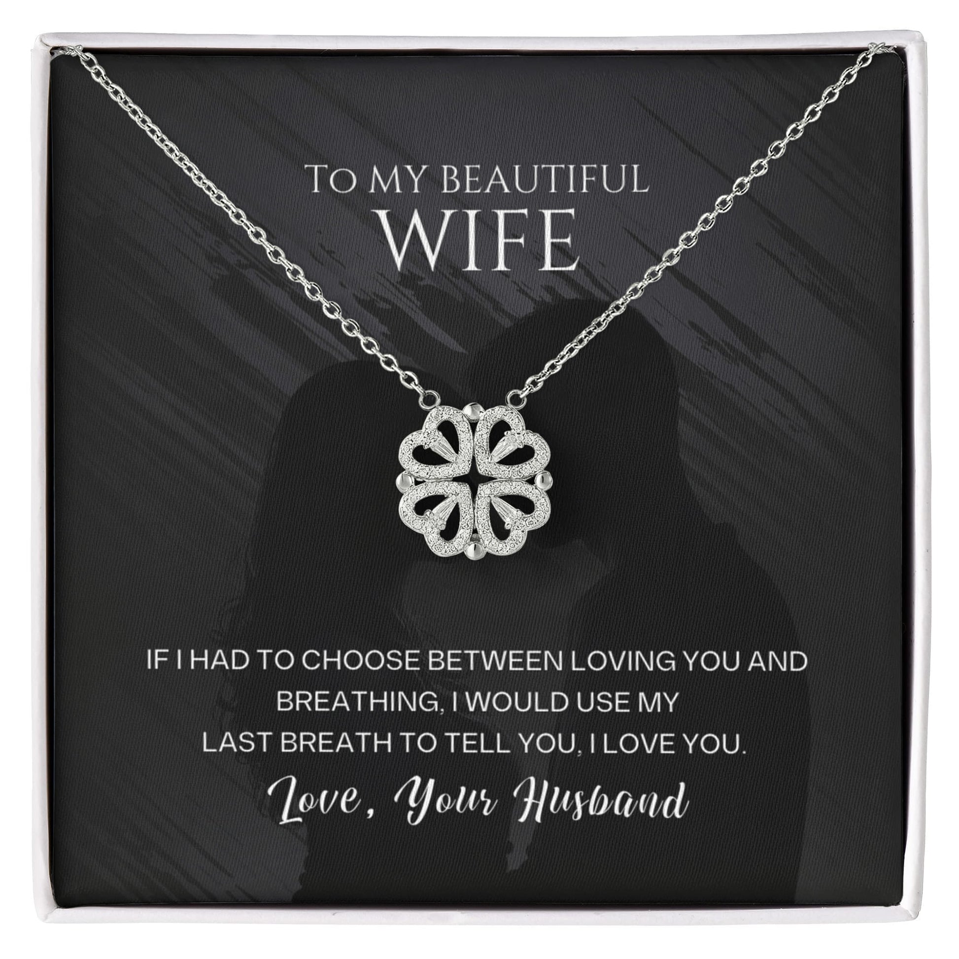 To My Beautiful Wife Magnetic Hearts Necklace – Romantic Gift from Husband