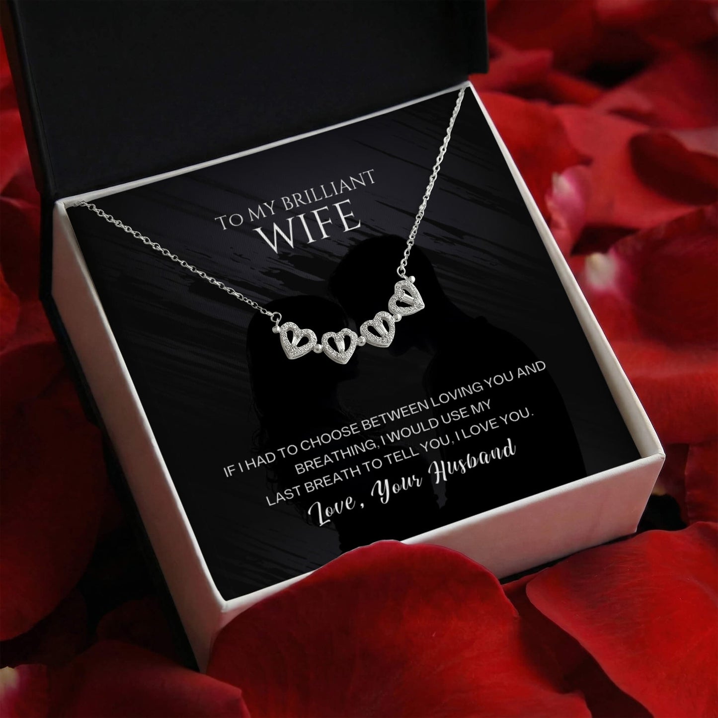 To My Brilliant Wife Magnetic Hearts Necklace – Romantic Gift from Husband