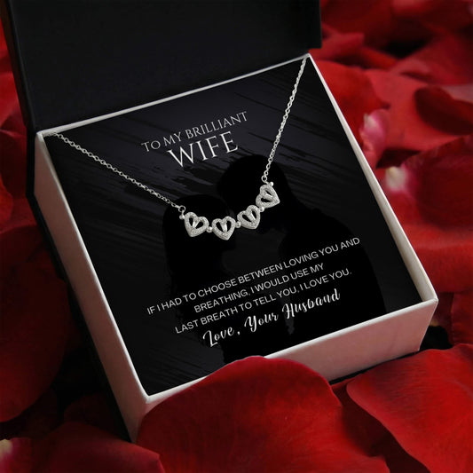 To My Brilliant Wife Magnetic Hearts Necklace – Romantic Gift from Husband