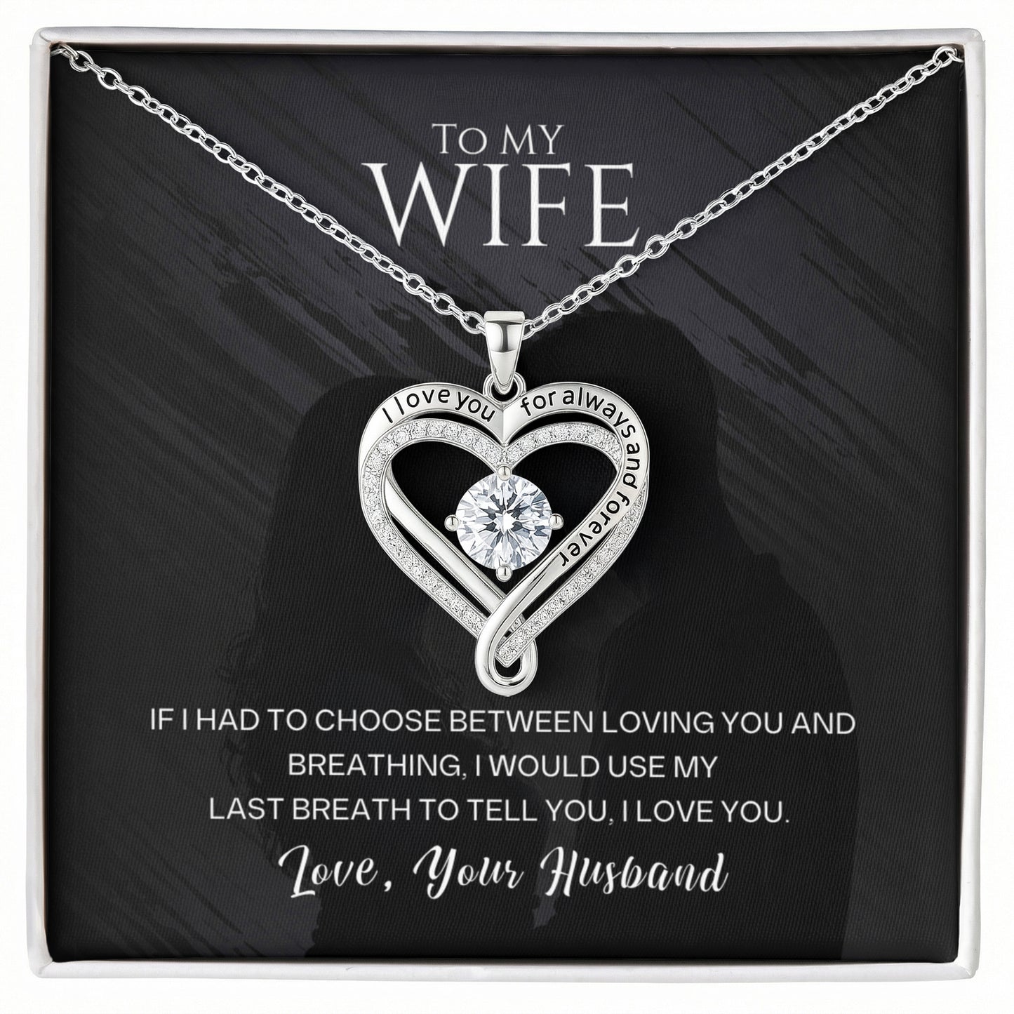 Gift for Wife from Husband – Romantic Love You Always Necklace – Message Card Jewelry