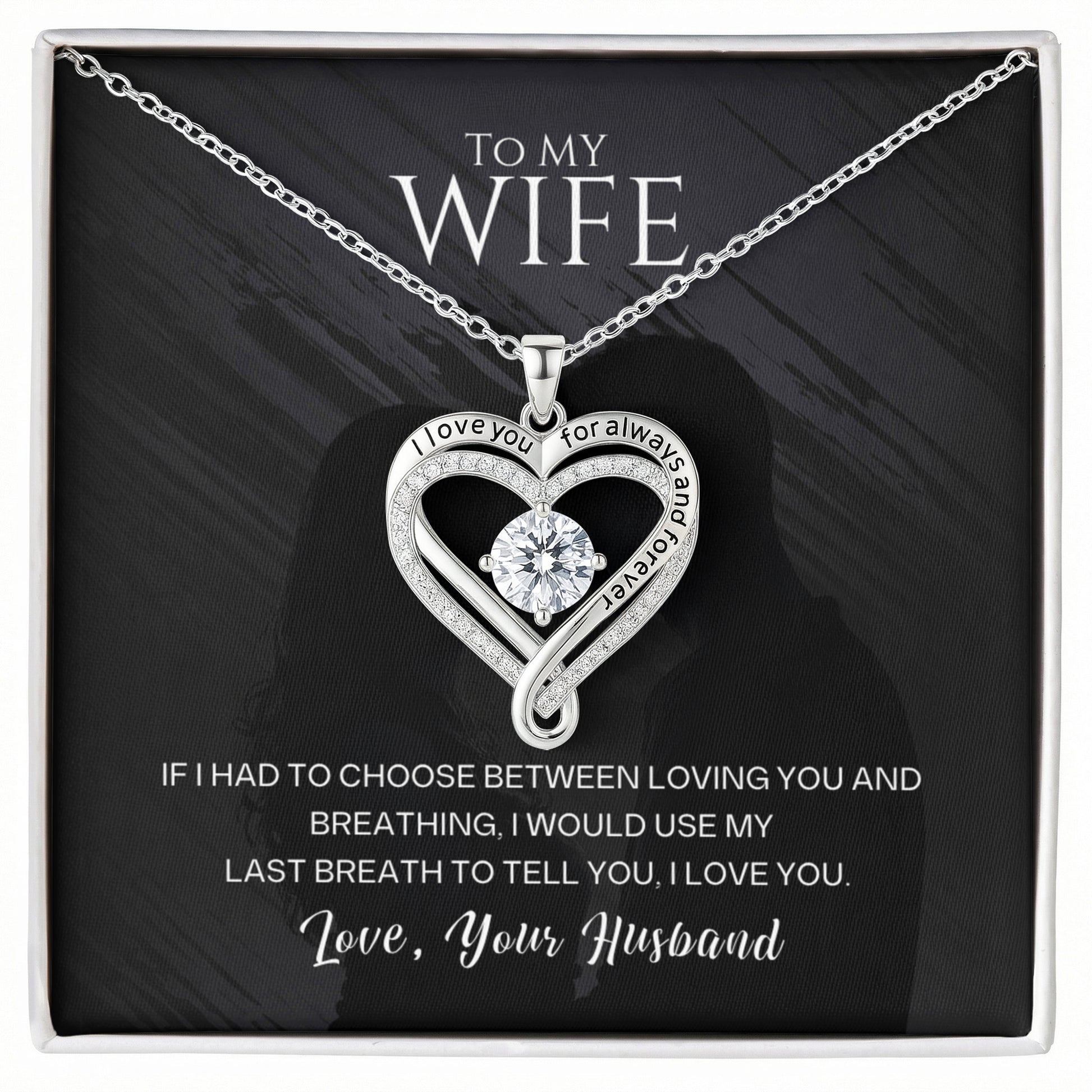 Gift for Wife from Husband – Romantic Love You Always Necklace – Message Card Jewelry