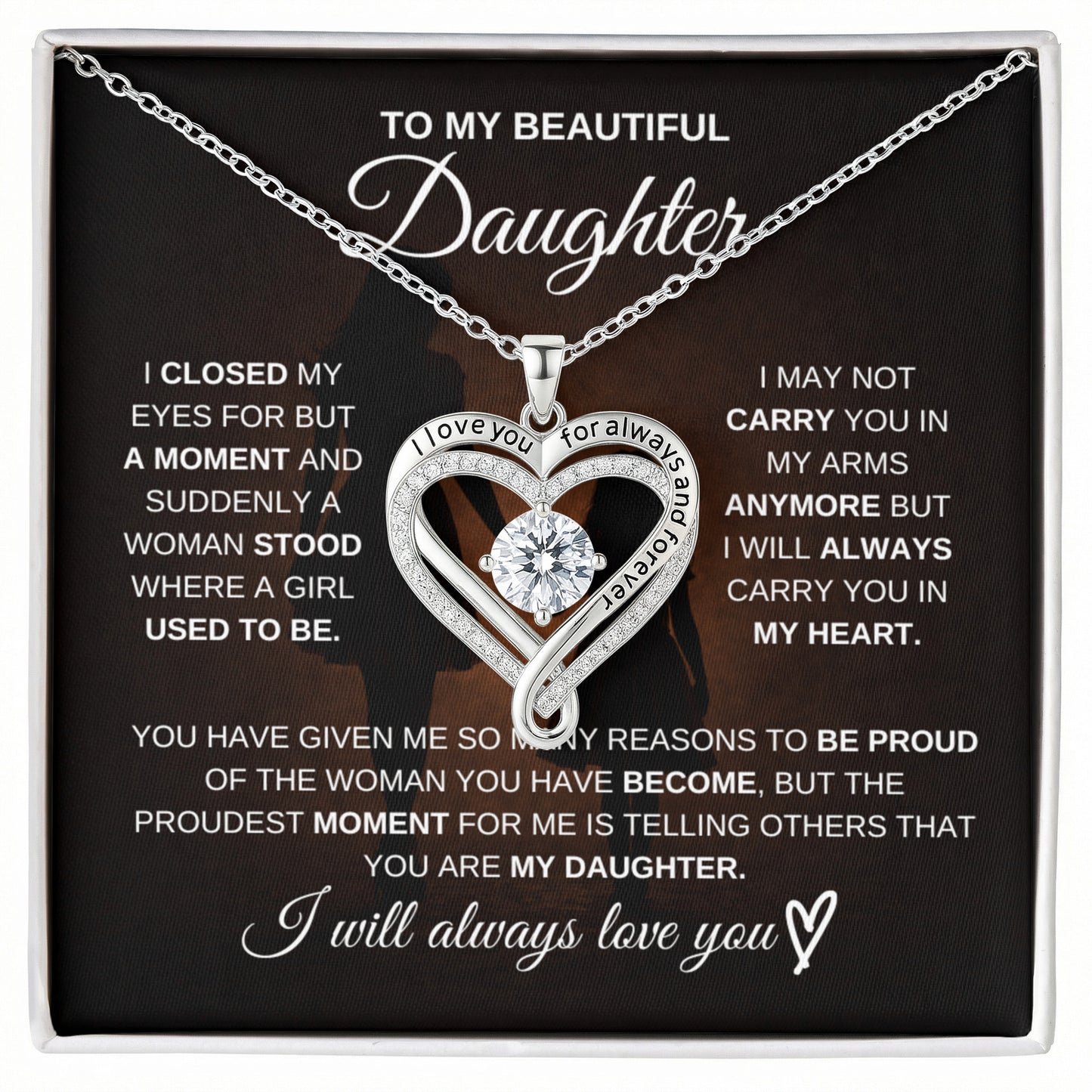 Gift for Daughter from Mom – Beautiful Love You Always Necklace – Message Card Jewelry
