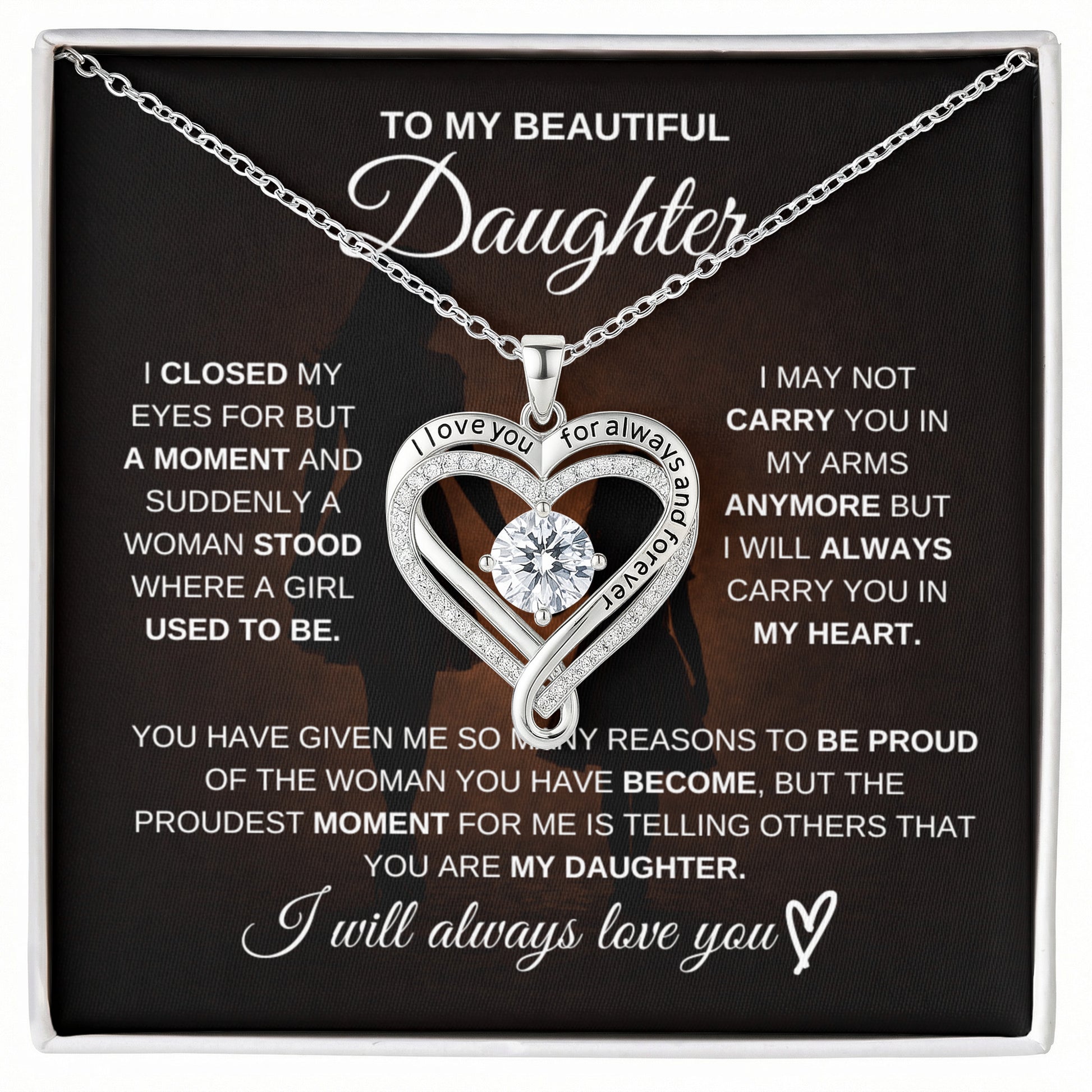 Gift for Daughter from Mom – Beautiful Love You Always Necklace – Message Card Jewelry