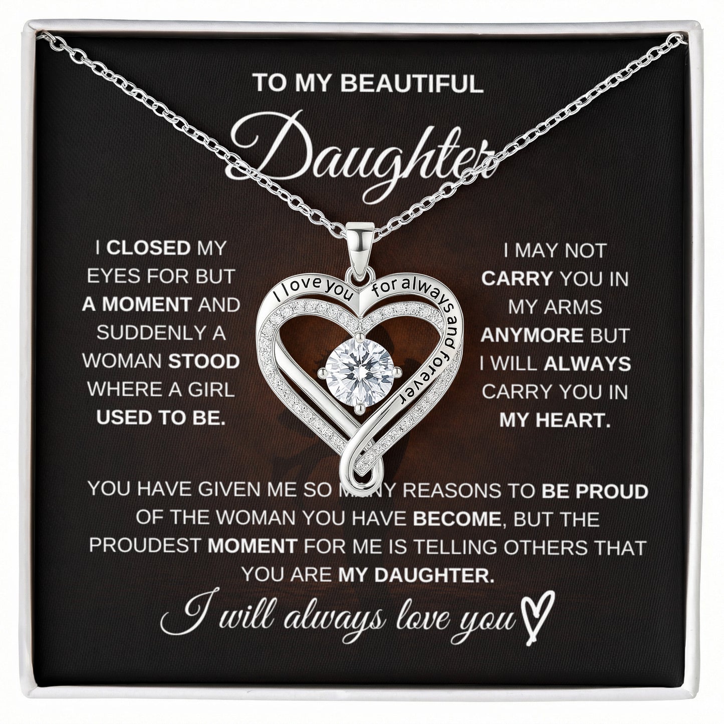 Gift for Daughter from Dad – Beautiful Love You Always Necklace – Message Card Jewelry
