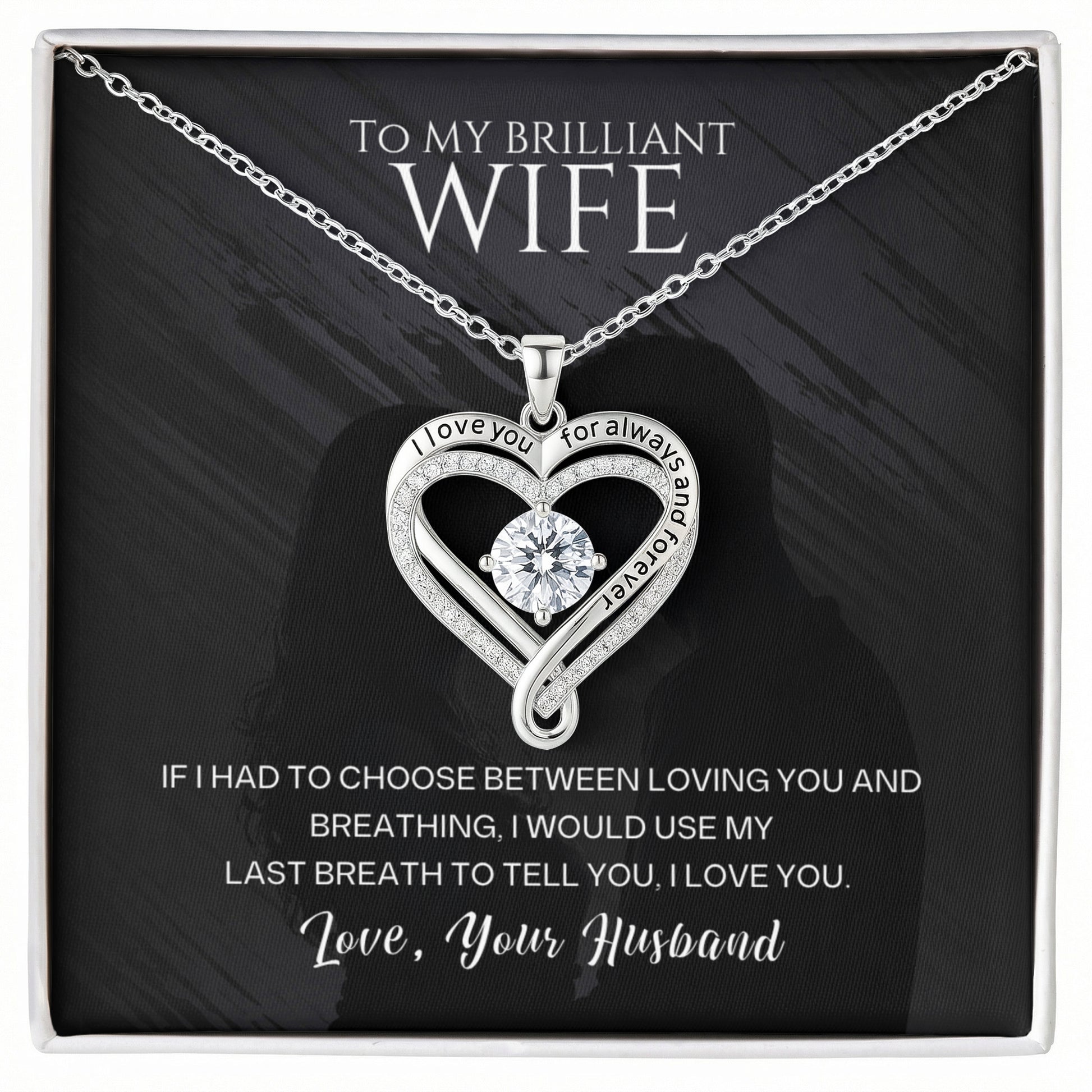 Gift for Wife from Husband – Brilliant Love You Always Necklace – Message Card Jewelry