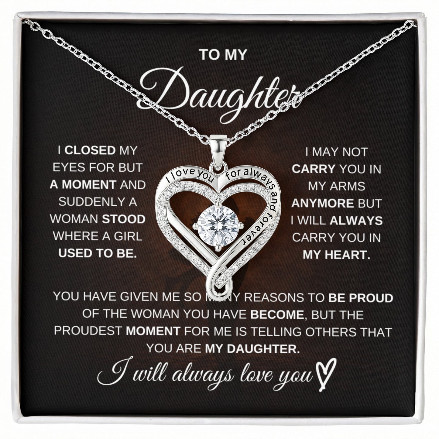 Gift for Daughter from Dad – Love You Always Necklace – Message Card Jewelry