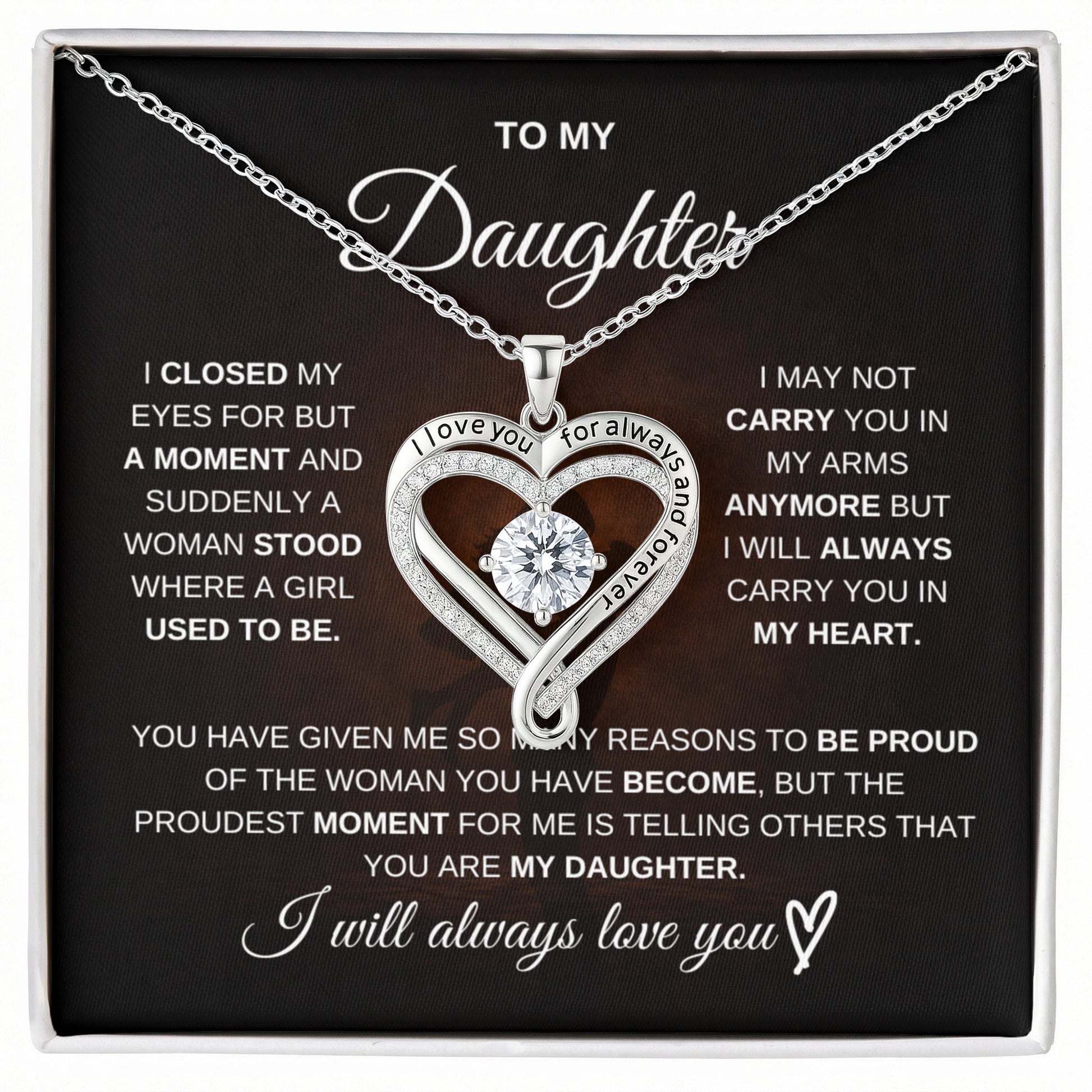 Gift for Daughter from Dad – Love You Always Necklace – Message Card Jewelry