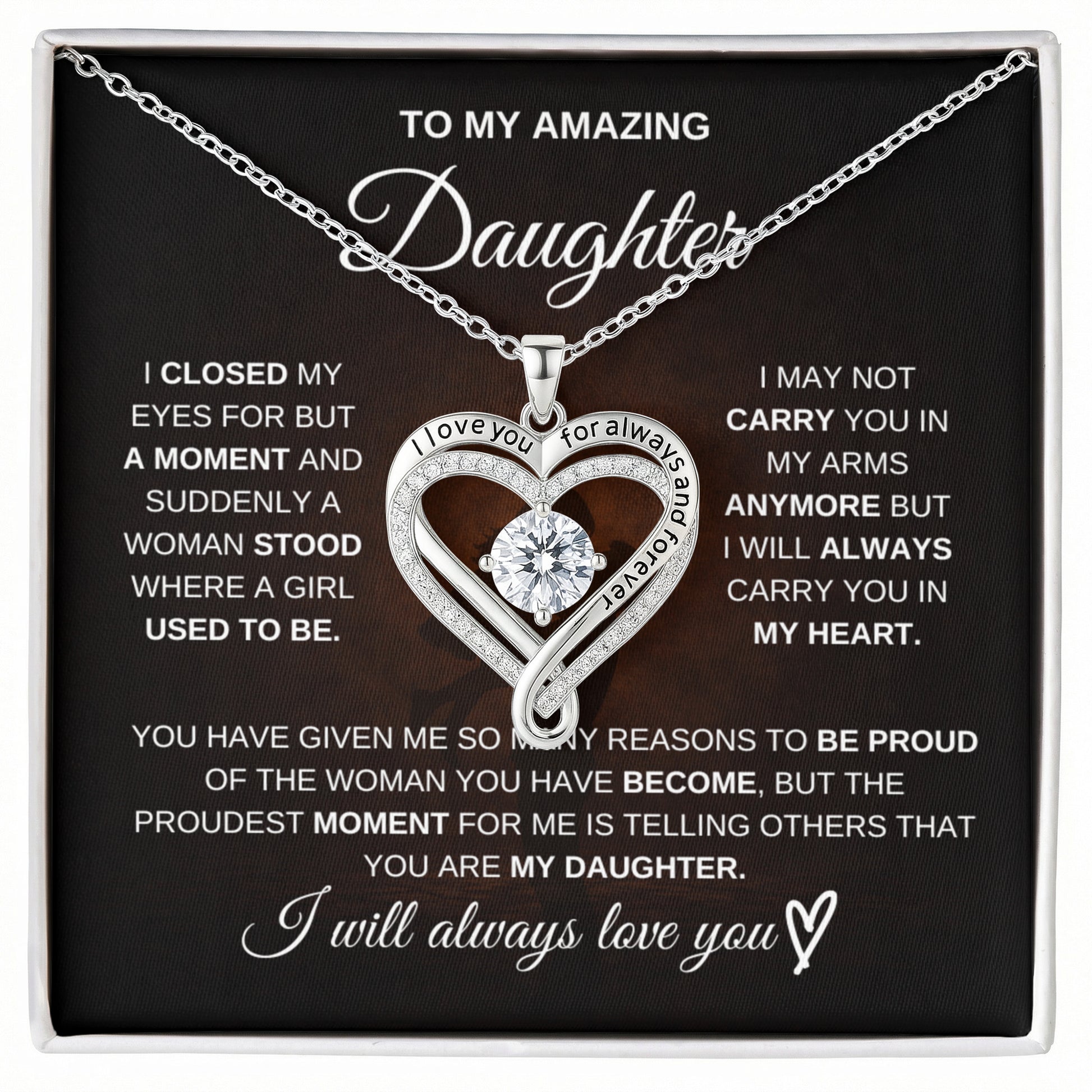Gift for Daughter from Dad – Amazing Love You Always Necklace – Message Card Jewelry