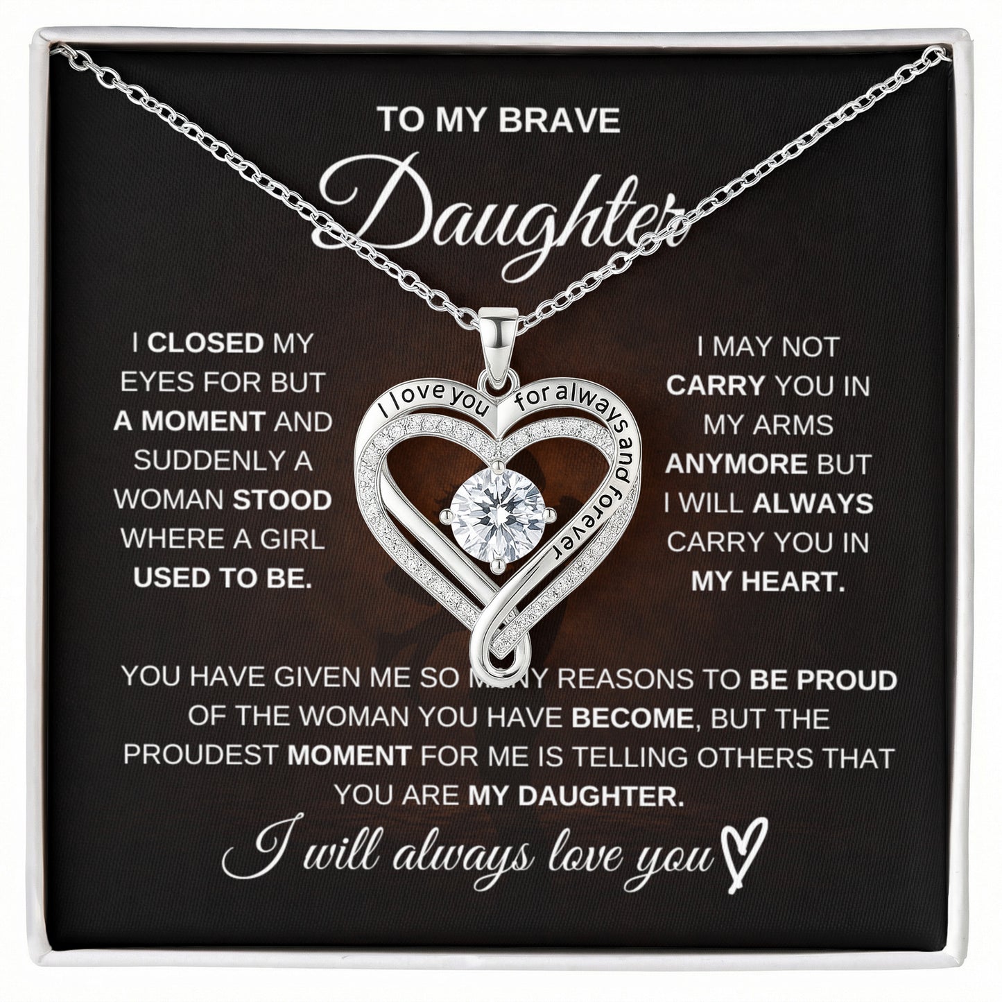 To My Brave Daughter – Never Forget How Strong You Are 💖 | Necklace Gift from Dad