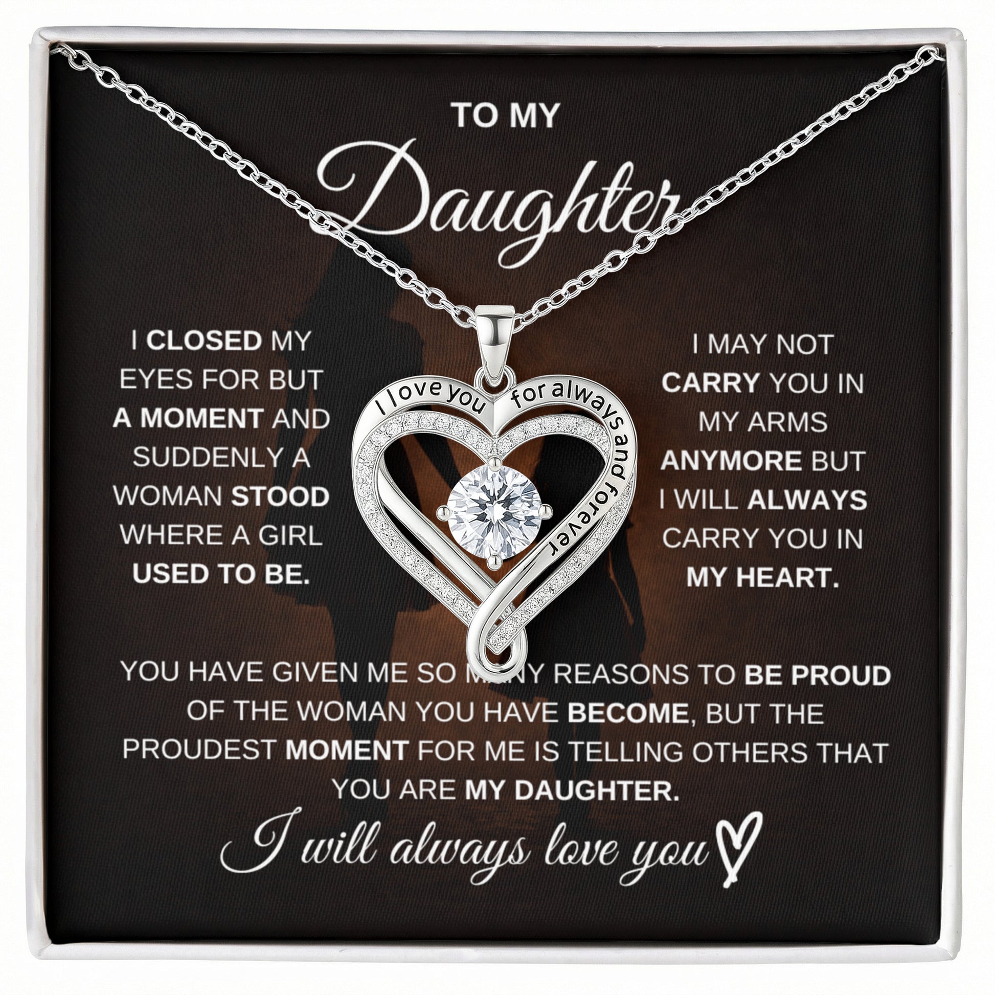 Gift for Daughter from Mom – Love You Always Necklace – Message Card Jewelry