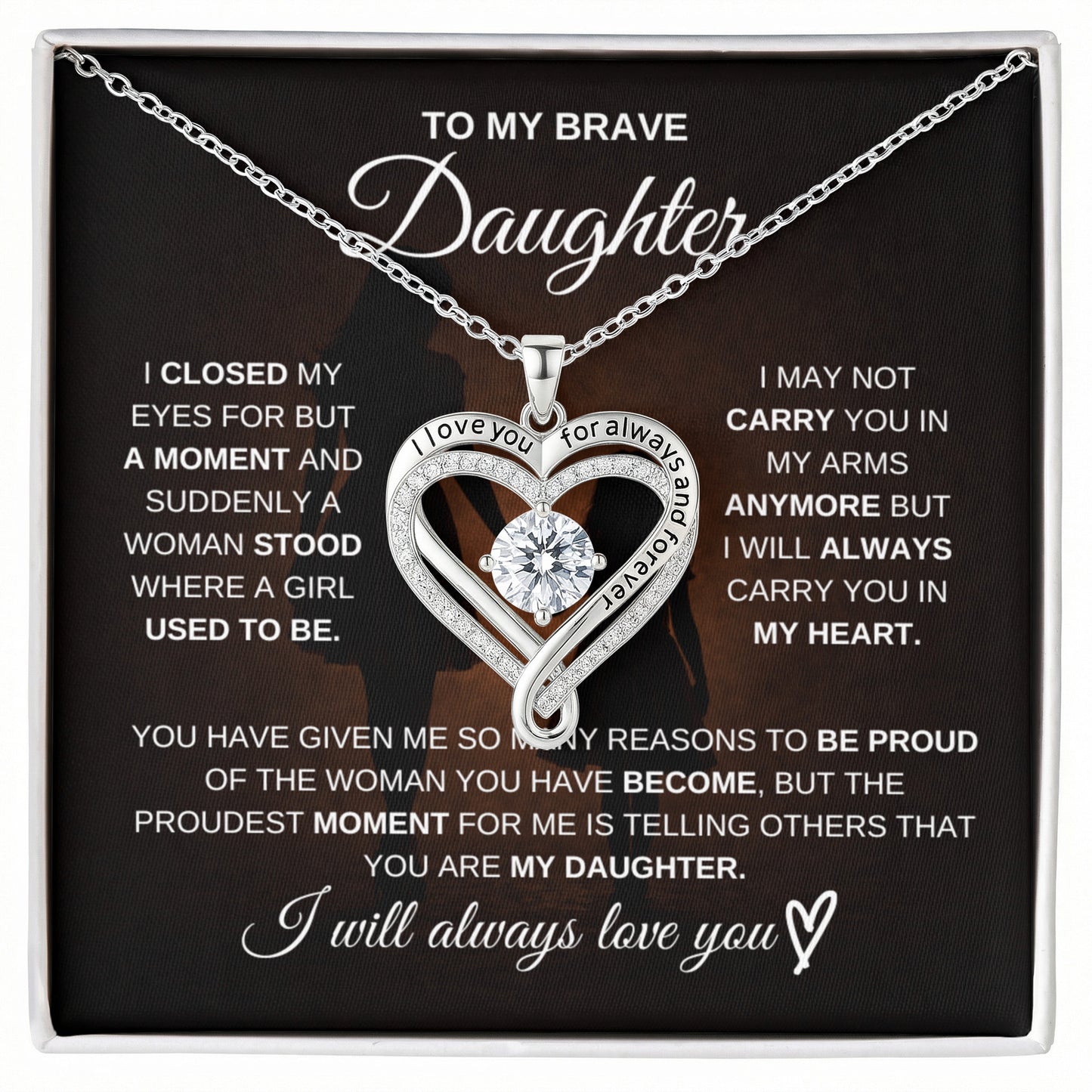 To My Brave Daughter – Never Forget How Strong You Are 💖 | Necklace Gift from Mom