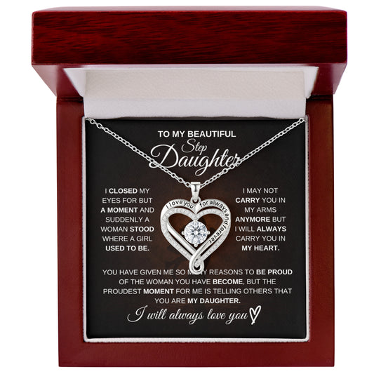 Gift for Step Daughter from Dad – Beautiful Love You Always Necklace – Message Card Jewelry
