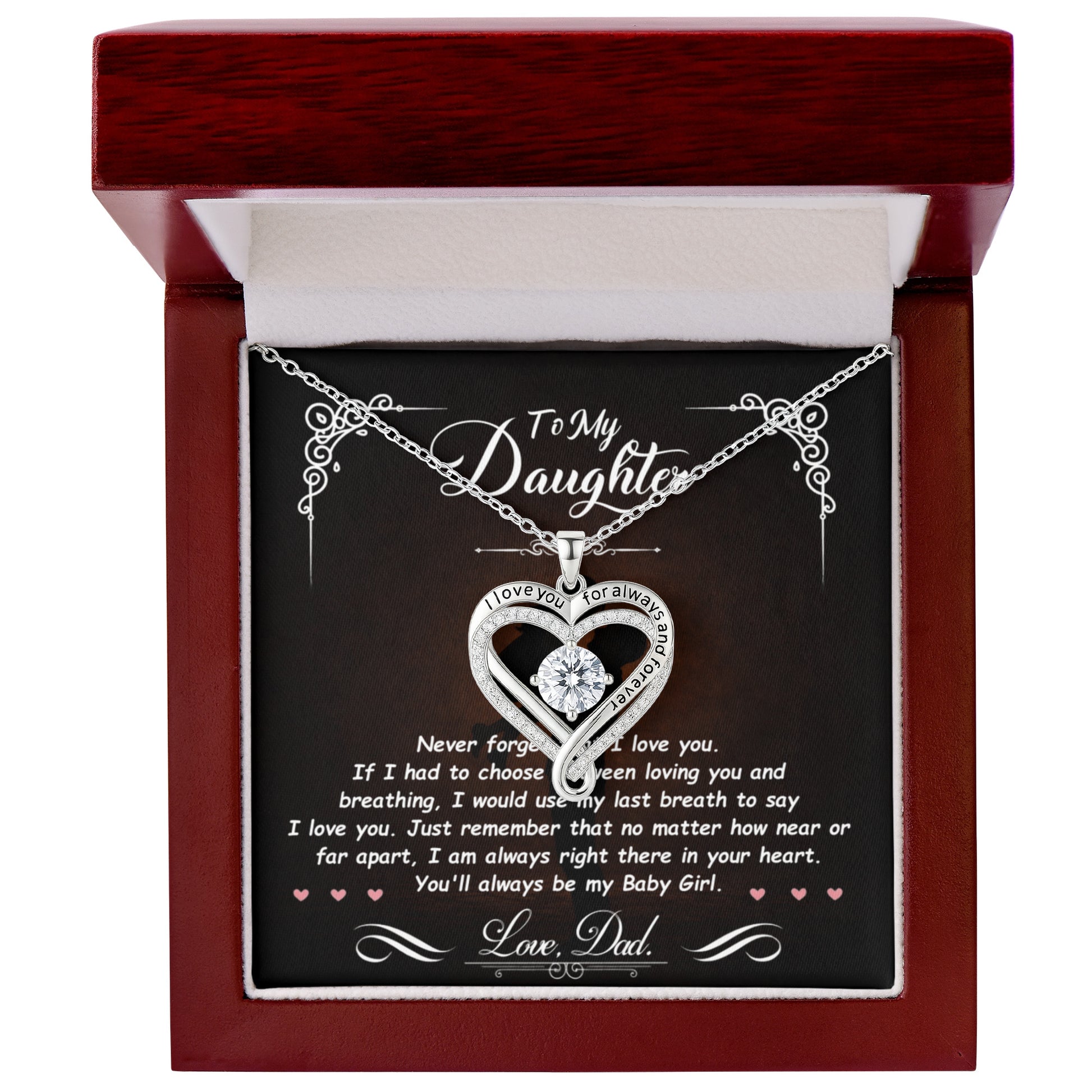 Gift for Daughter from Dad – Love You Always Necklace – Message Card Jewelry