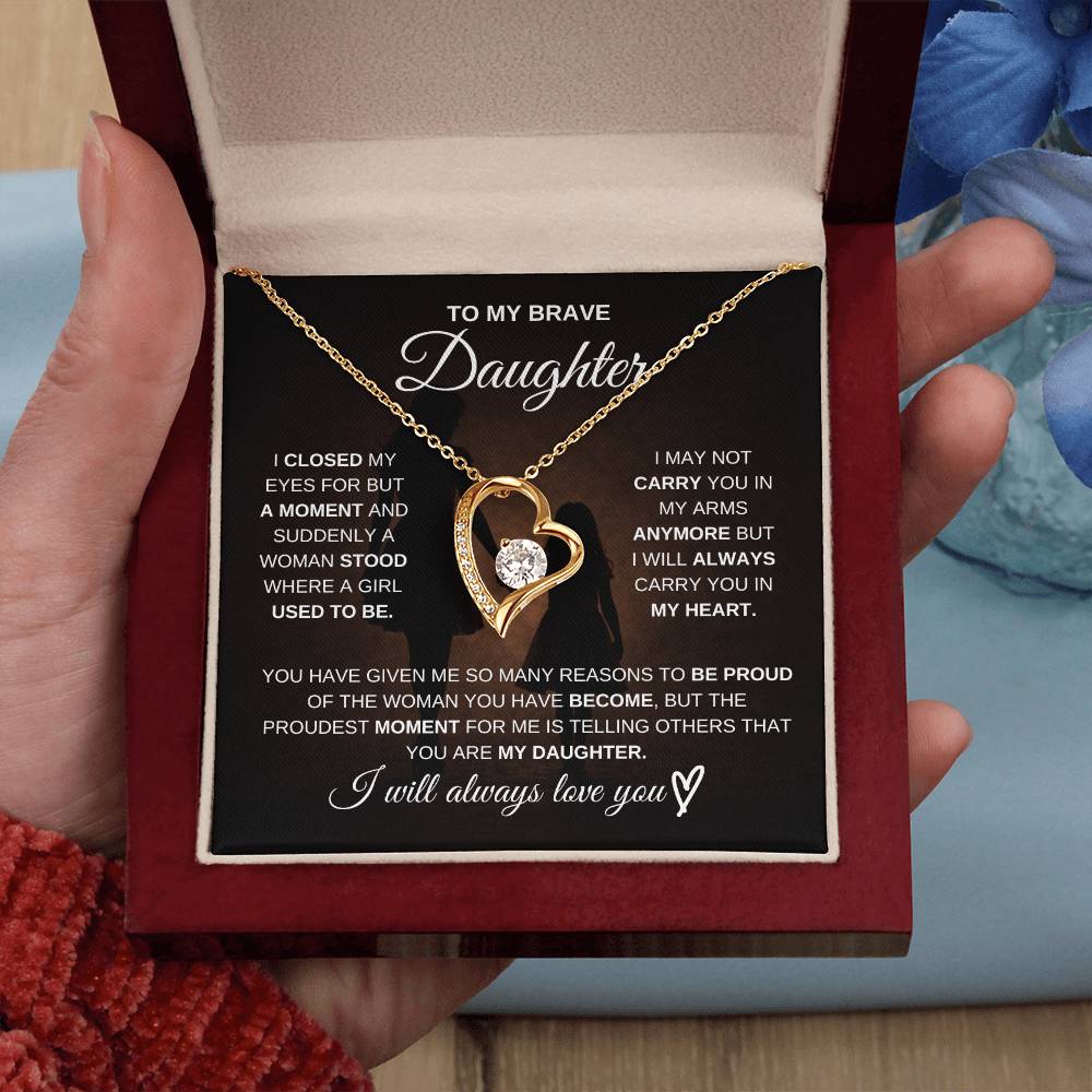 To My Brave Daughter – Never Forget How Strong You Are 💖 | Necklace Gift from Mom
