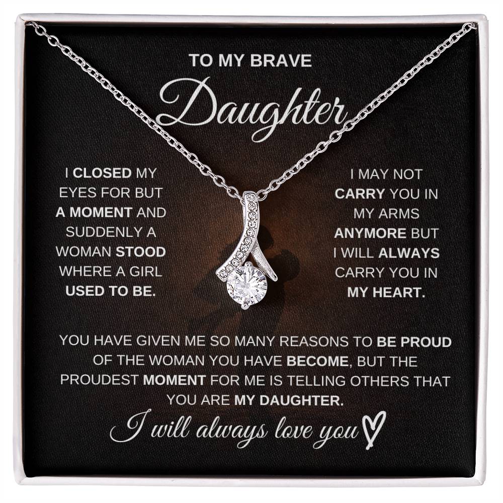 To My Brave Daughter – Never Forget How Strong You Are 💖 | Necklace Gift from Dad