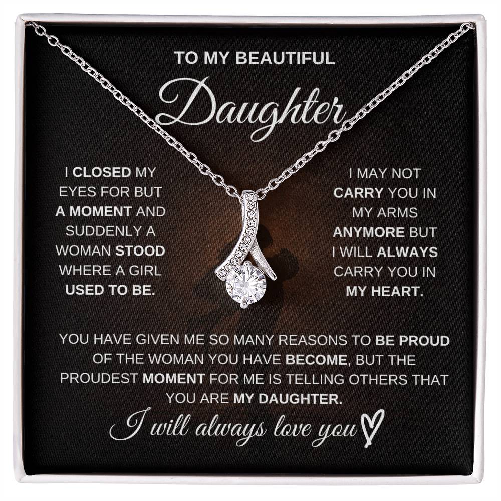 Gift for Daughter from Dad – Beautiful Alluring Beauty Necklace – Message Card Jewelry