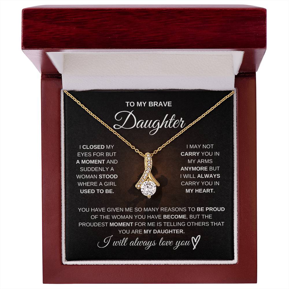 To My Brave Daughter – Never Forget How Strong You Are 💖 | Necklace Gift from Dad