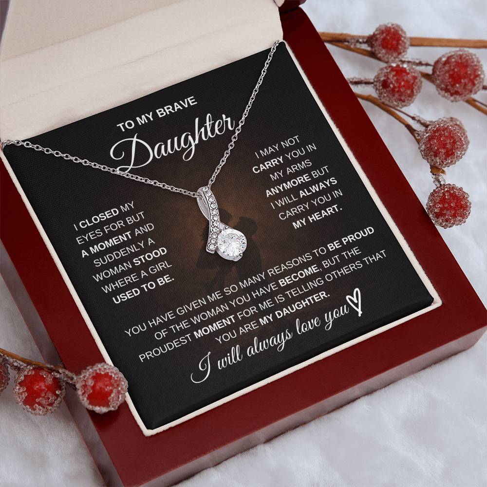 To My Brave Daughter – Never Forget How Strong You Are 💖 | Necklace Gift from Dad