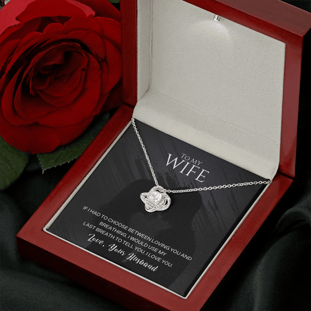 Gift for Wife from Husband – Love Knot Necklace – Message Card Jewelry