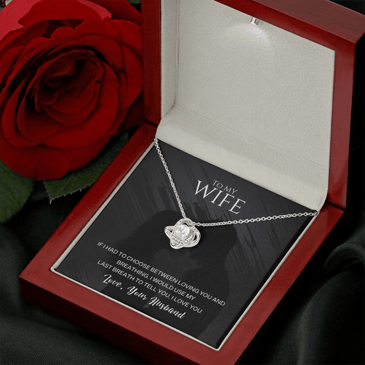 Gift for Wife from Husband – Love Knot Necklace – Message Card Jewelry