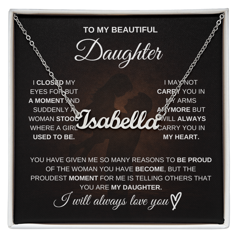 Custom Name Necklace Gift for Daughter from Dad – Personalized Jewelry – Message Card Gift