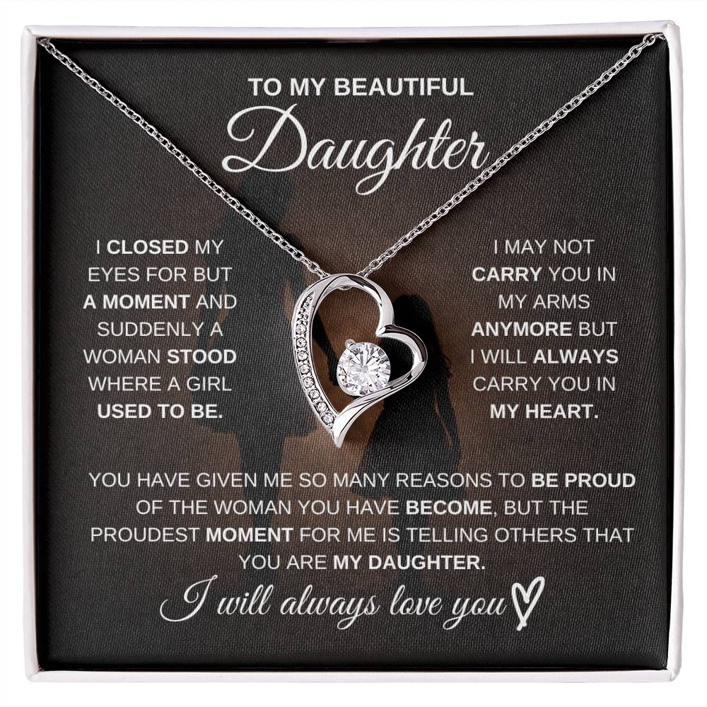 Gift for Daughter from Mom – Beautiful Forever Love Necklace – Message Card Jewelry