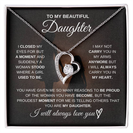 Gift for Daughter from Mom – Beautiful Forever Love Necklace – Message Card Jewelry