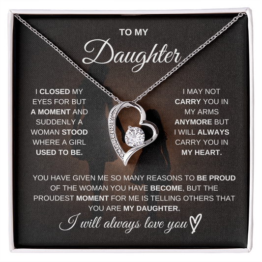 Gift for Daughter from Mom – Forever Love Necklace – Message Card Jewelry