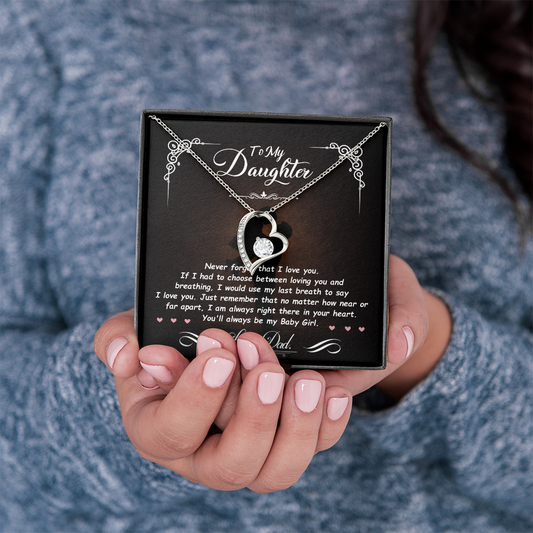 Gift for Daughter from Dad – Forever Love Necklace – Message Card Jewelry