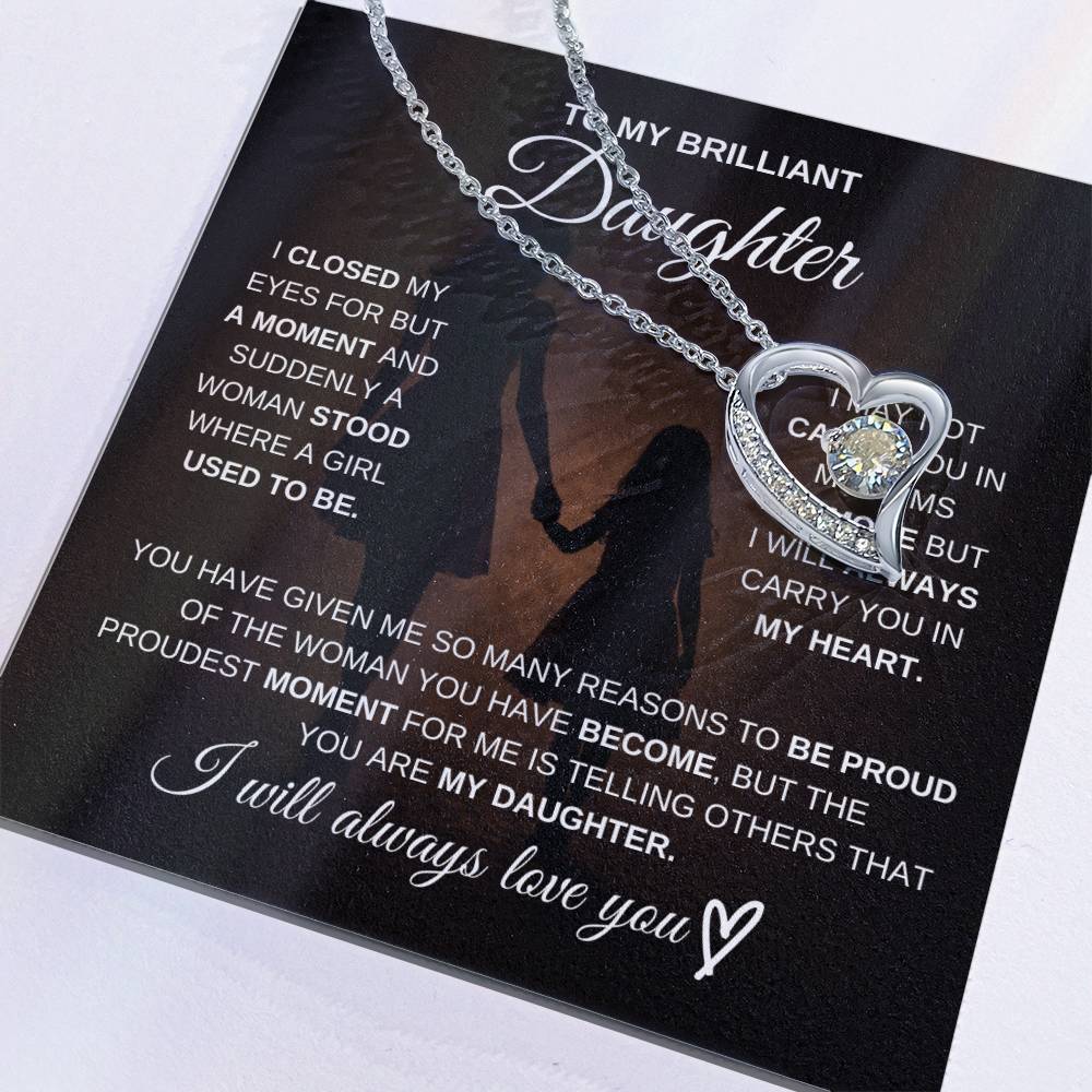 Gift for Daughter from Mom – Brilliant Forever Love Necklace – Message Card Jewelry