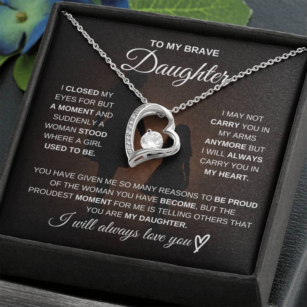 To My Brave Daughter – Never Forget How Strong You Are 💖 | Necklace Gift from Mom