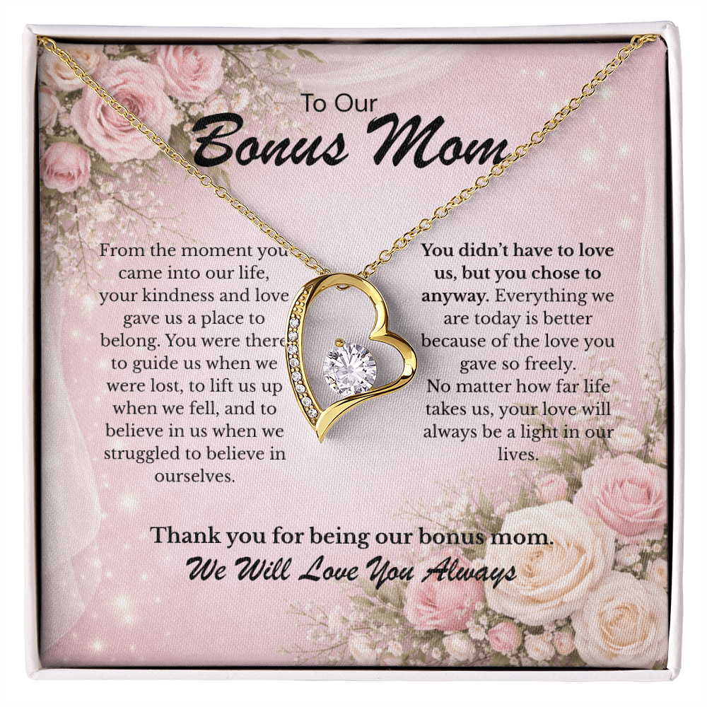 Our Bonus Mom jewelry gift - Forever Love Necklace Gift