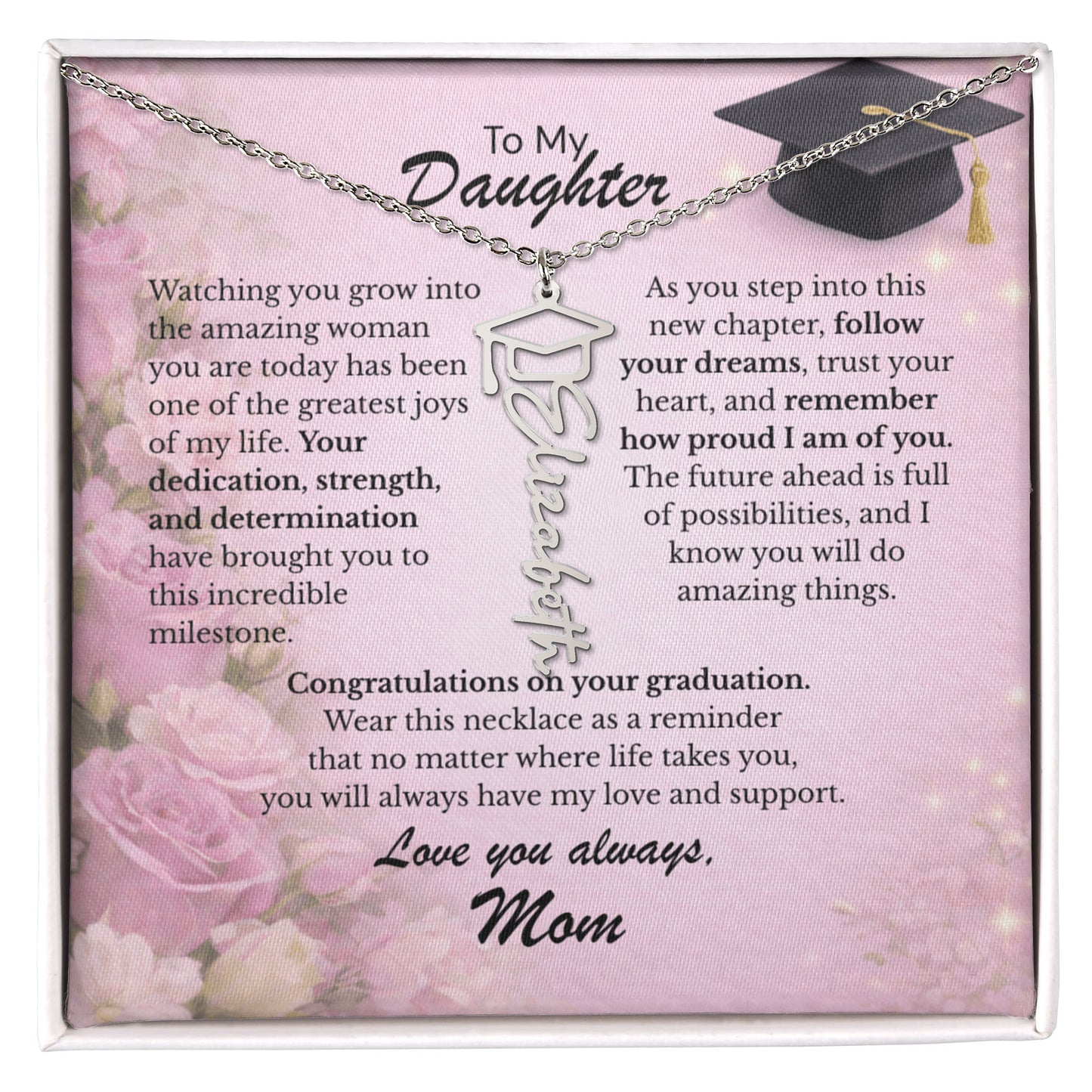 To My Daughter – The Future Is Yours 💖 | Graduation Gift from Mom Personalized Necklace