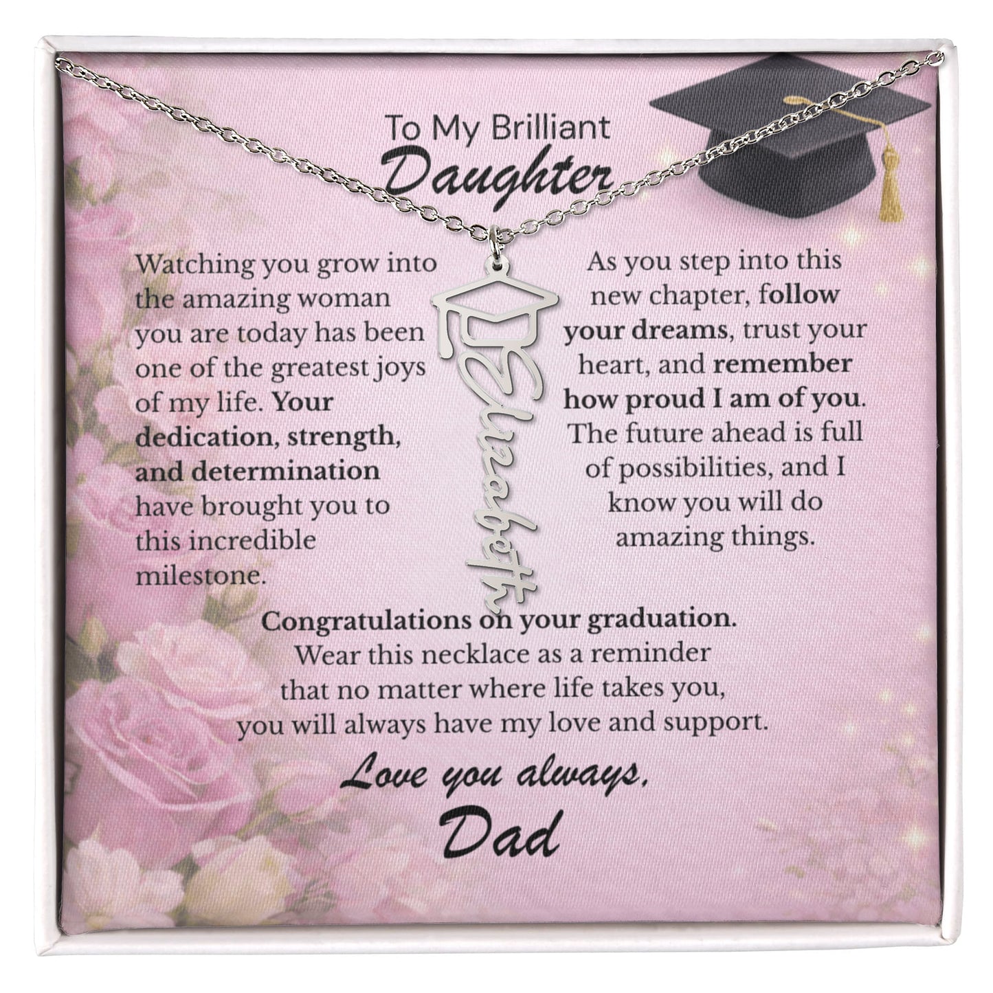 To My Daughter – Follow Your Dreams 💖 | Graduation Gift from Dad Personalized Necklace