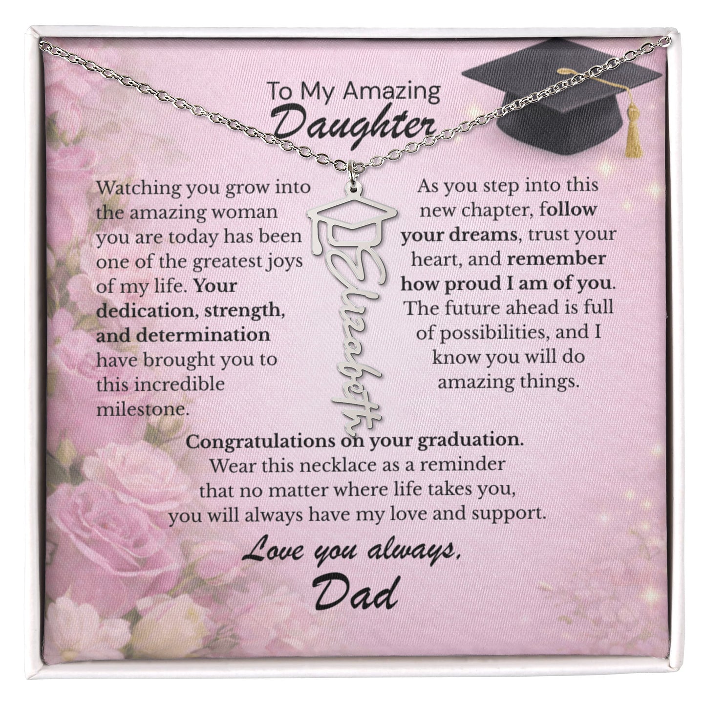 To My Daughter – Follow Your Dreams 💖 | Graduation Gift from Dad Personalized Necklace