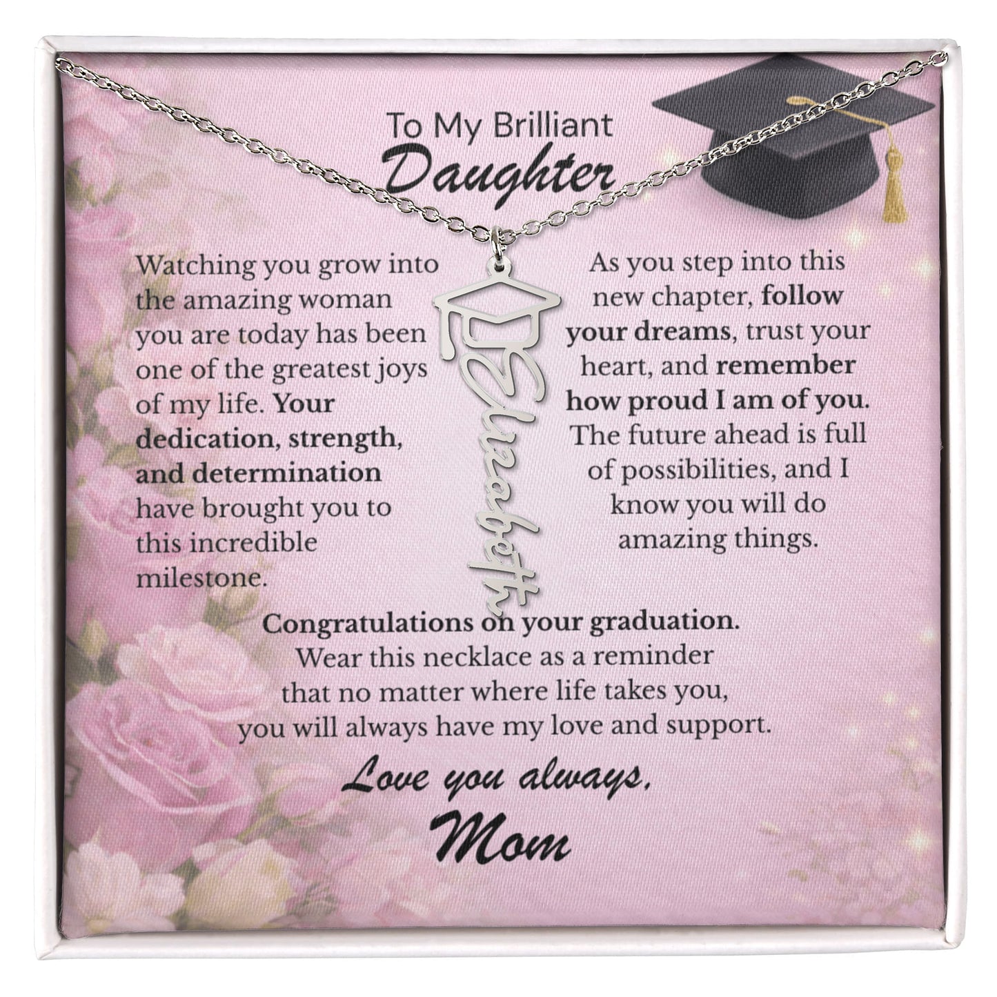 To My Daughter – The Future Is Yours 💖 | Graduation Gift from Mom Personalized Necklace