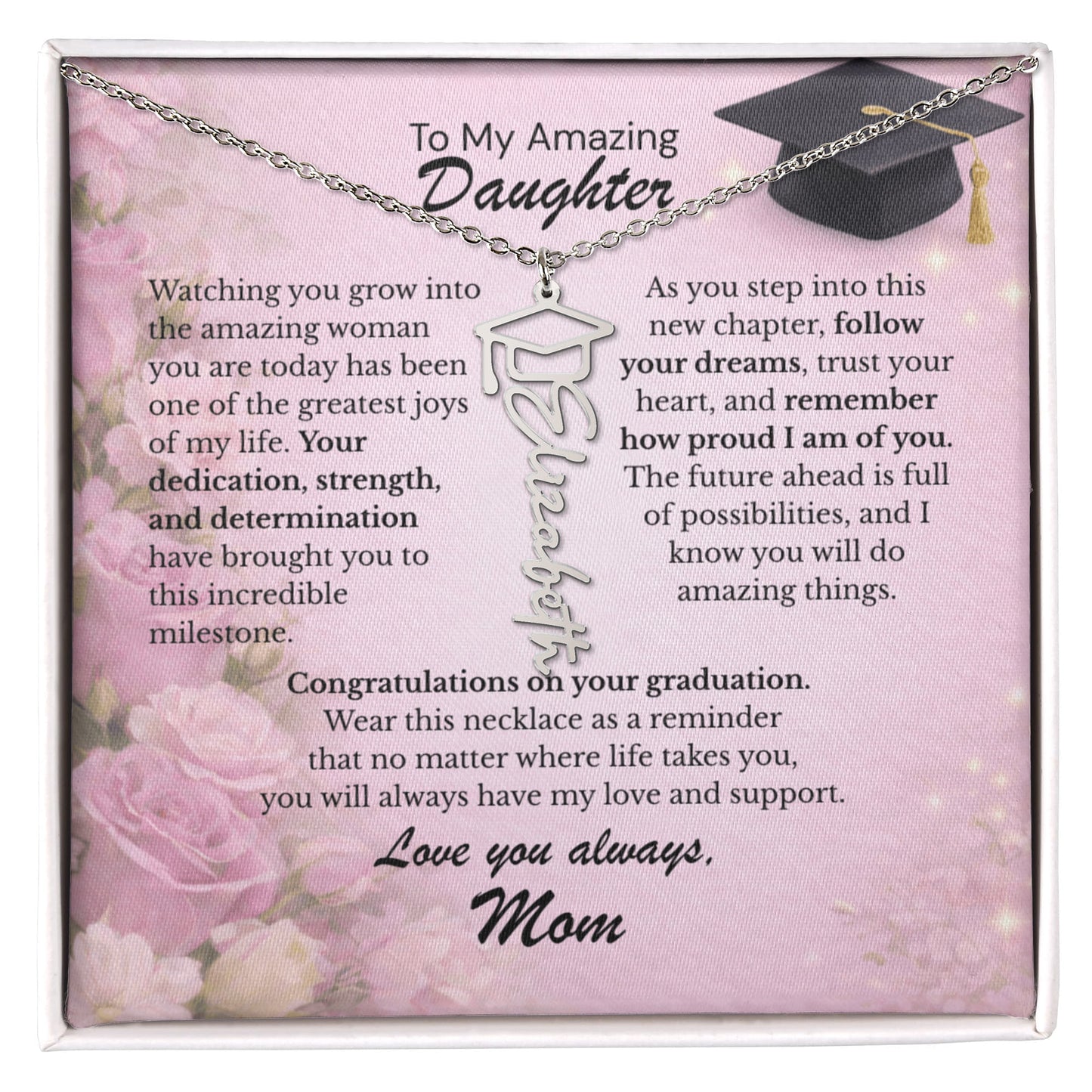 To My Daughter – The Future Is Yours 💖 | Graduation Gift from Mom Personalized Necklace