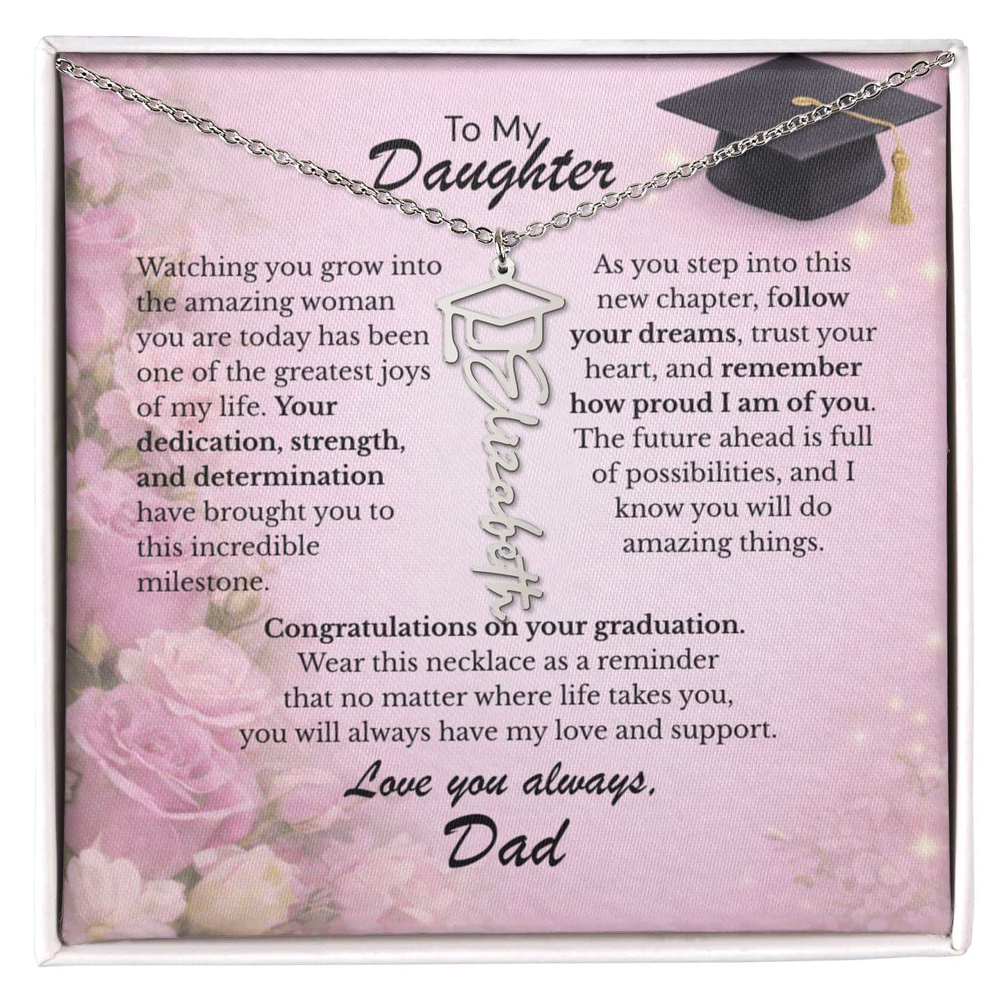 To My Daughter – Follow Your Dreams 💖 | Graduation Gift from Dad Personalized Necklace