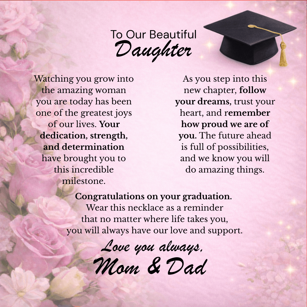 To My Daughter – We Are So Proud of You 💖 | Graduation Gift from Mom & Dad Personalized Necklace
