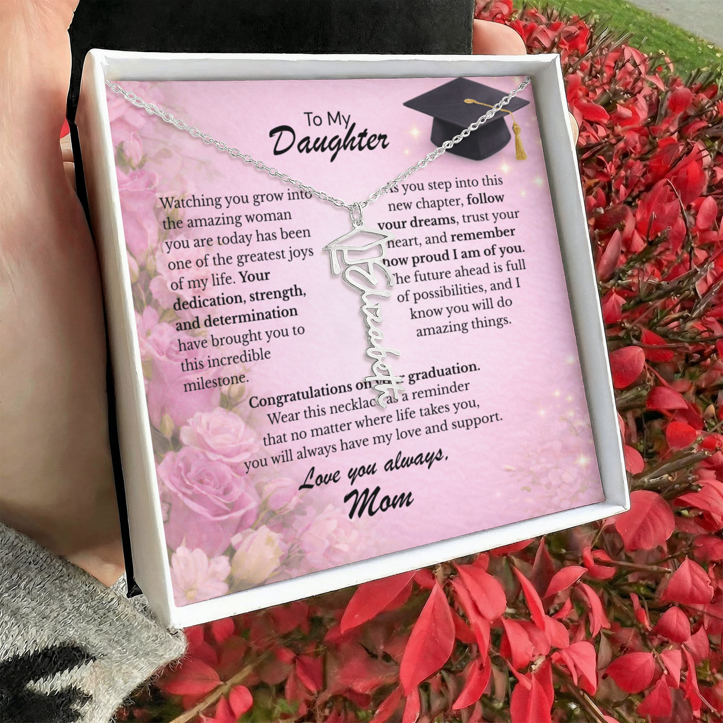 To My Daughter – The Future Is Yours 💖 | Graduation Gift from Mom Personalized Necklace
