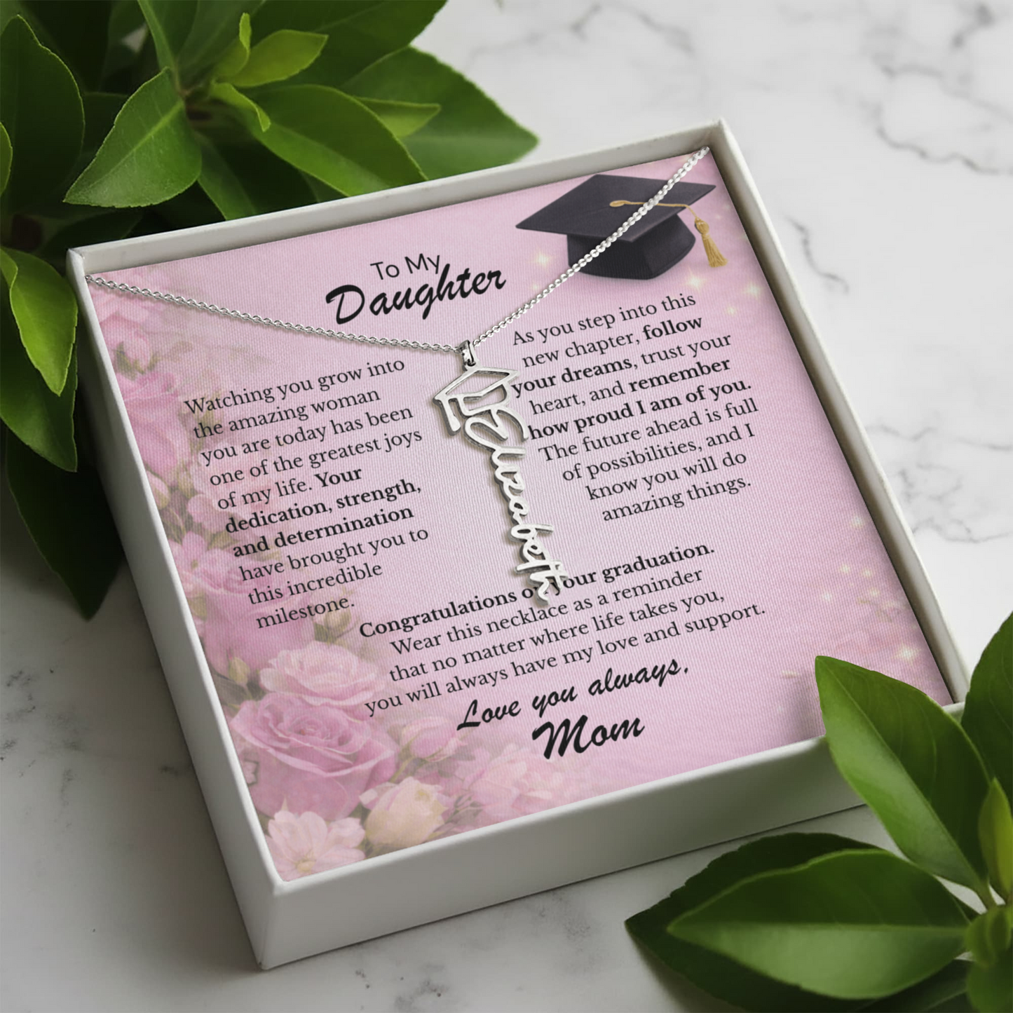 To My Daughter – The Future Is Yours 💖 | Graduation Gift from Mom Personalized Necklace