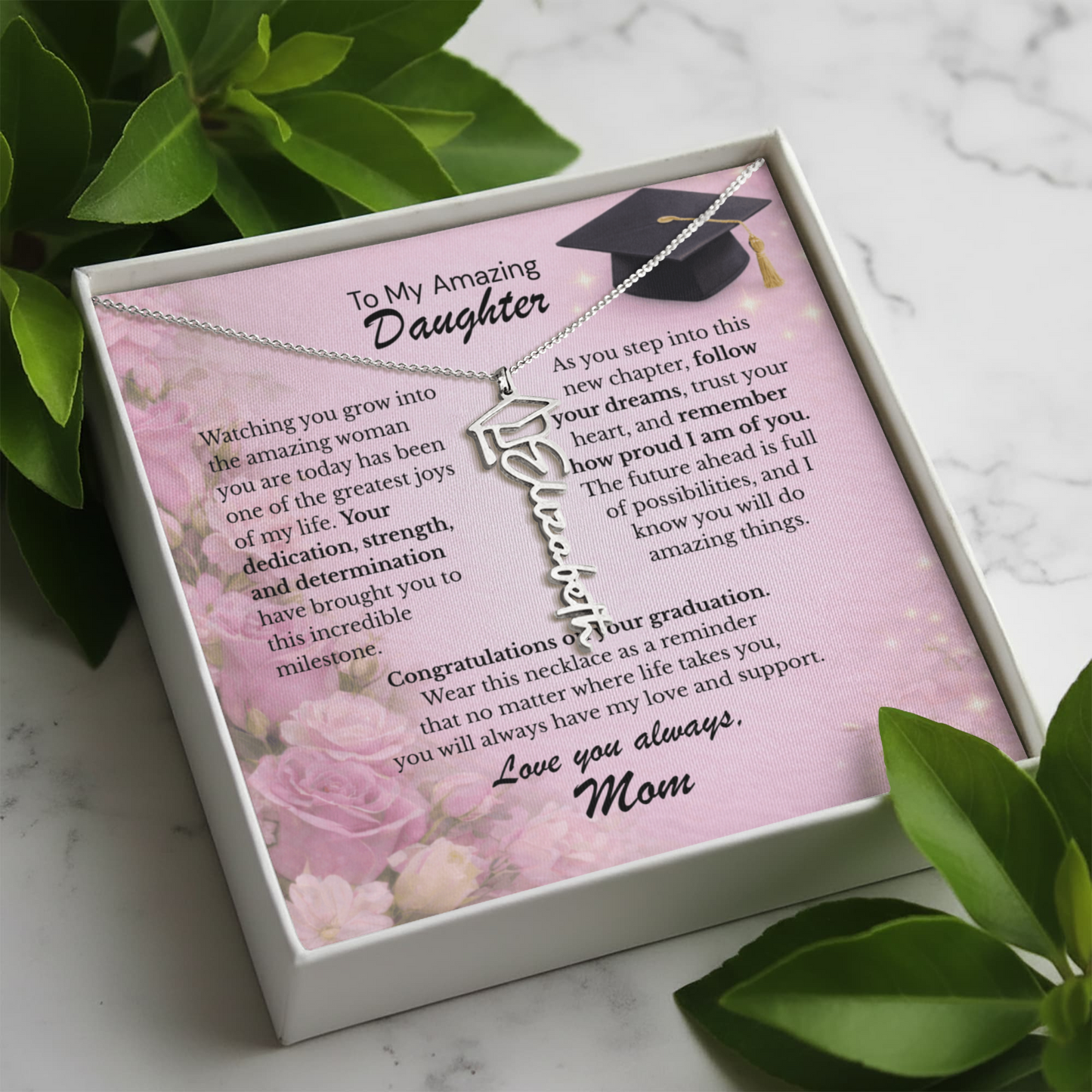 To My Daughter – The Future Is Yours 💖 | Graduation Gift from Mom Personalized Necklace