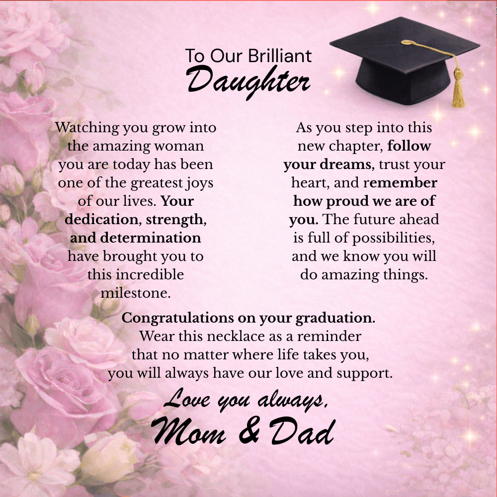 To My Daughter – We Are So Proud of You 💖 | Graduation Gift from Mom & Dad Personalized Necklace