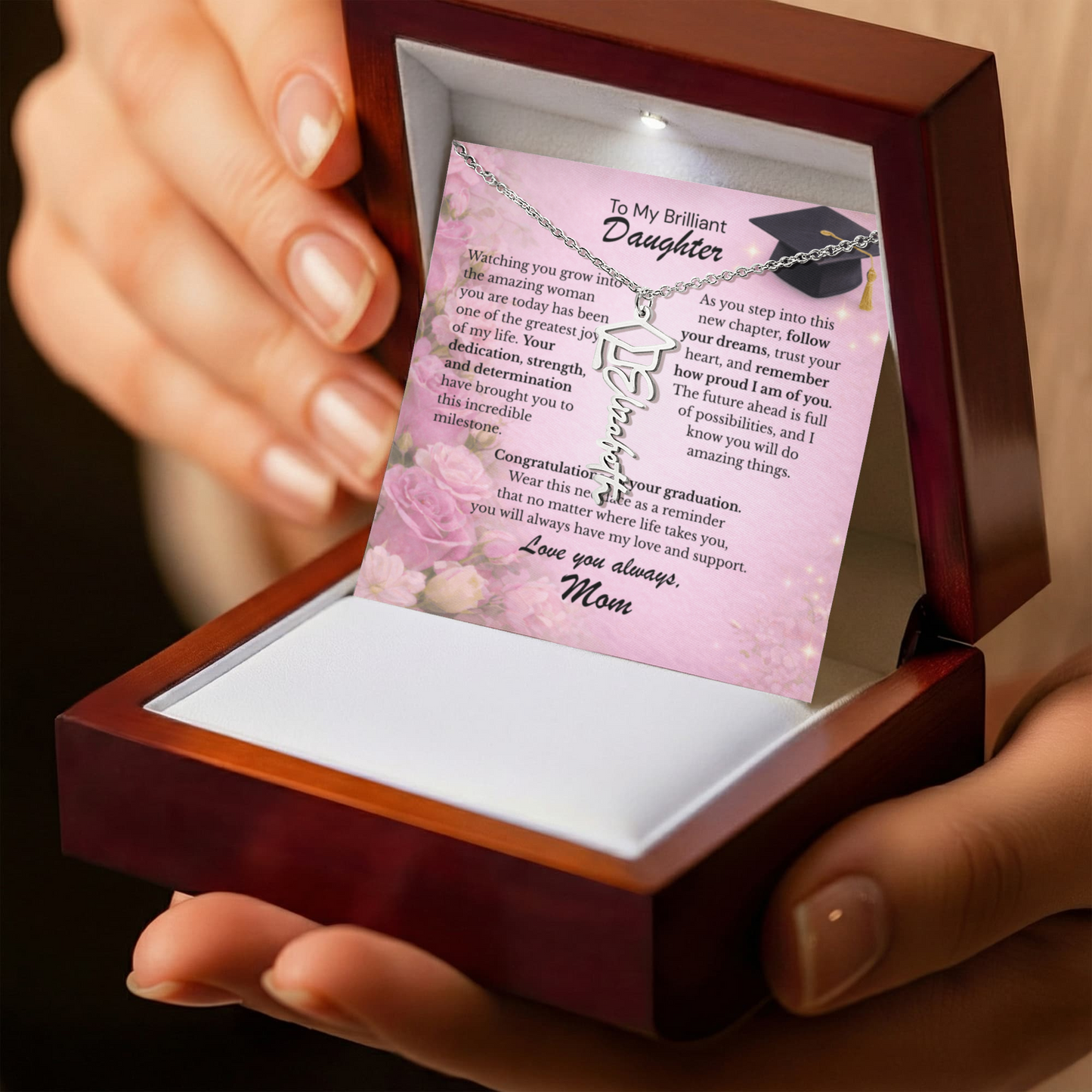 To My Daughter – The Future Is Yours 💖 | Graduation Gift from Mom Personalized Necklace